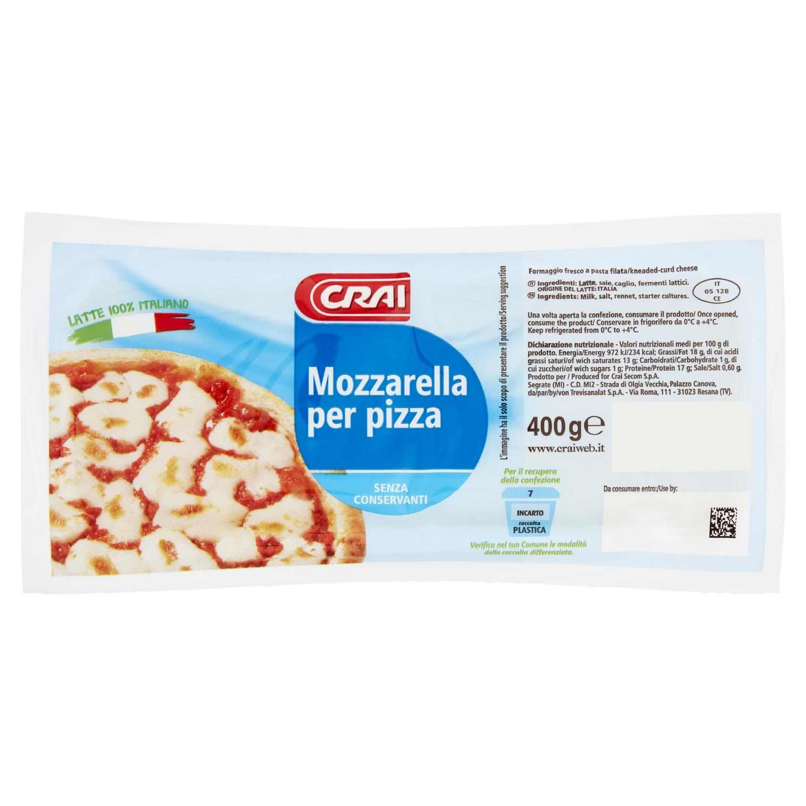 Crai Mozzarella per pizza 400 g