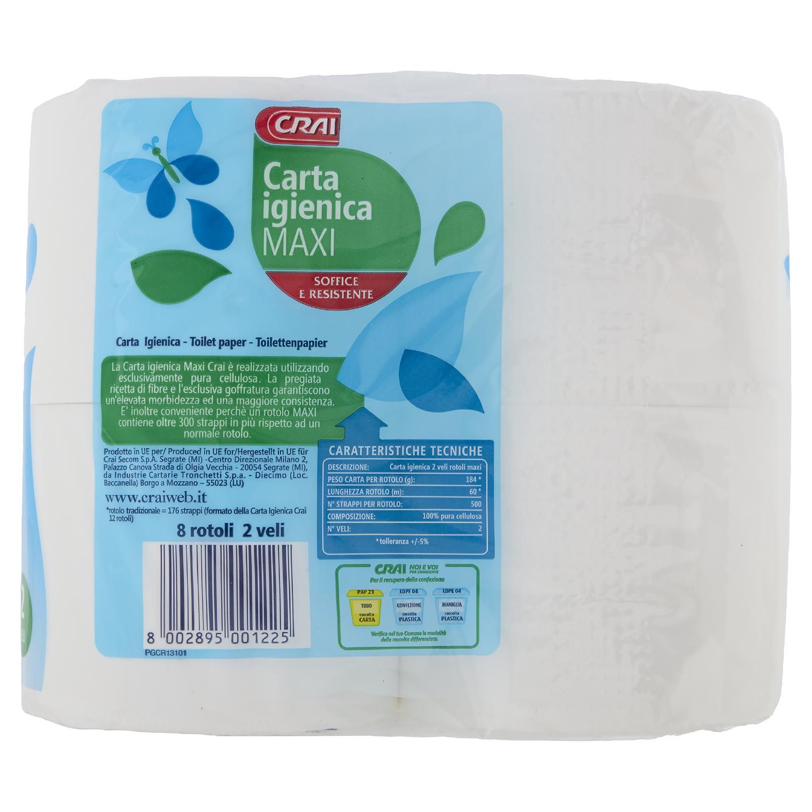 Crai Carta igienica Maxi 2 veli 8 pz
