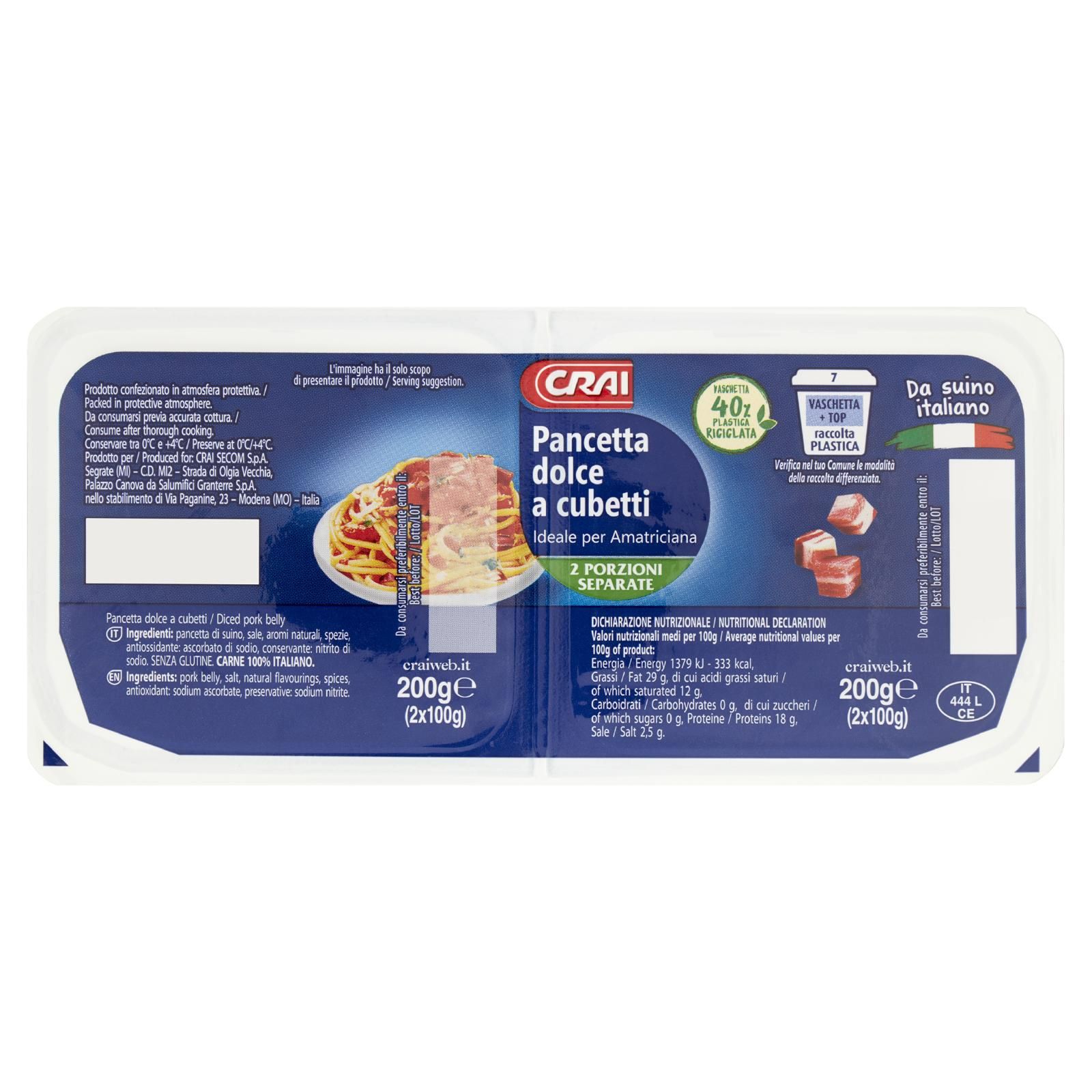 Crai Pancetta dolce a cubetti 2 x 100 g
