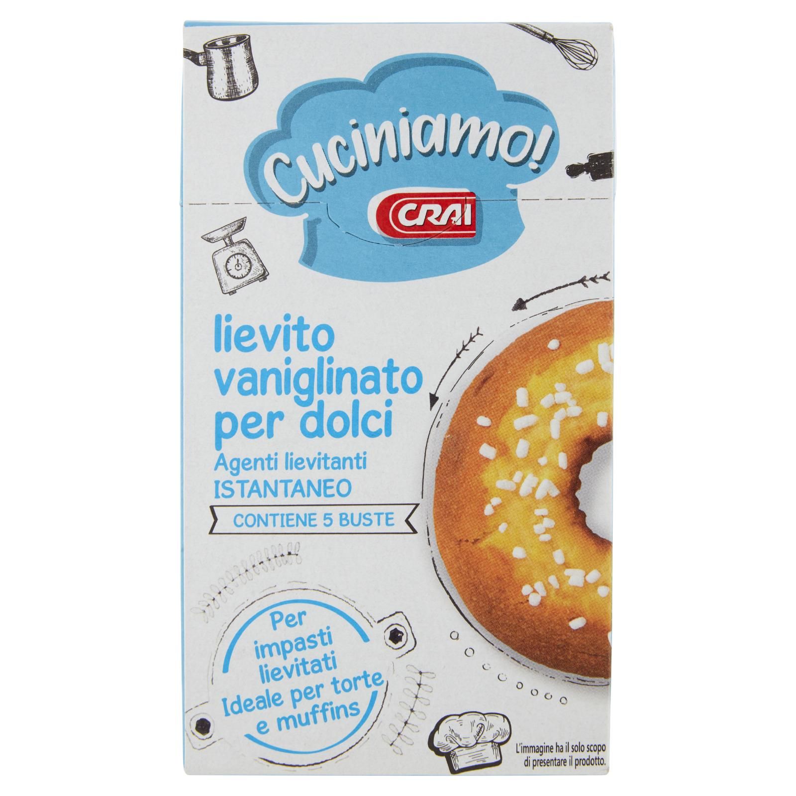 Crai Cuciniamo! lievito vaniglinato per dolci Istantaneo 5 x 16 g