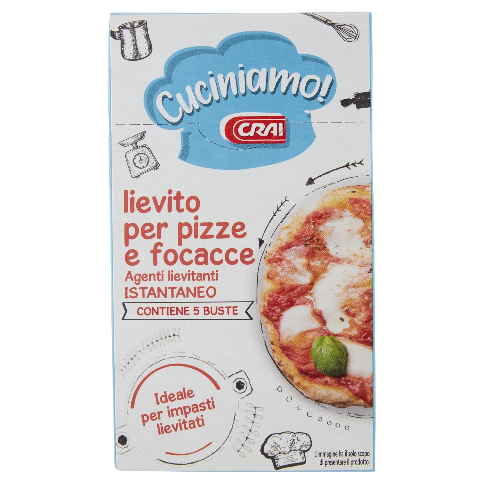 Crai Cuciniamo! lievito per pizze e focacce Istantaneo 5 x 16 g