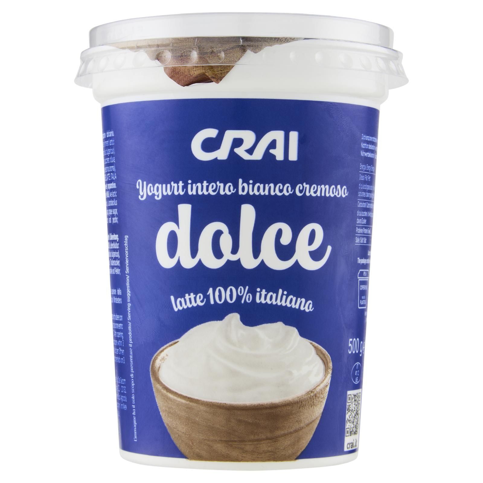 Crai Yogurt intero bianco cremoso dolce 500 g