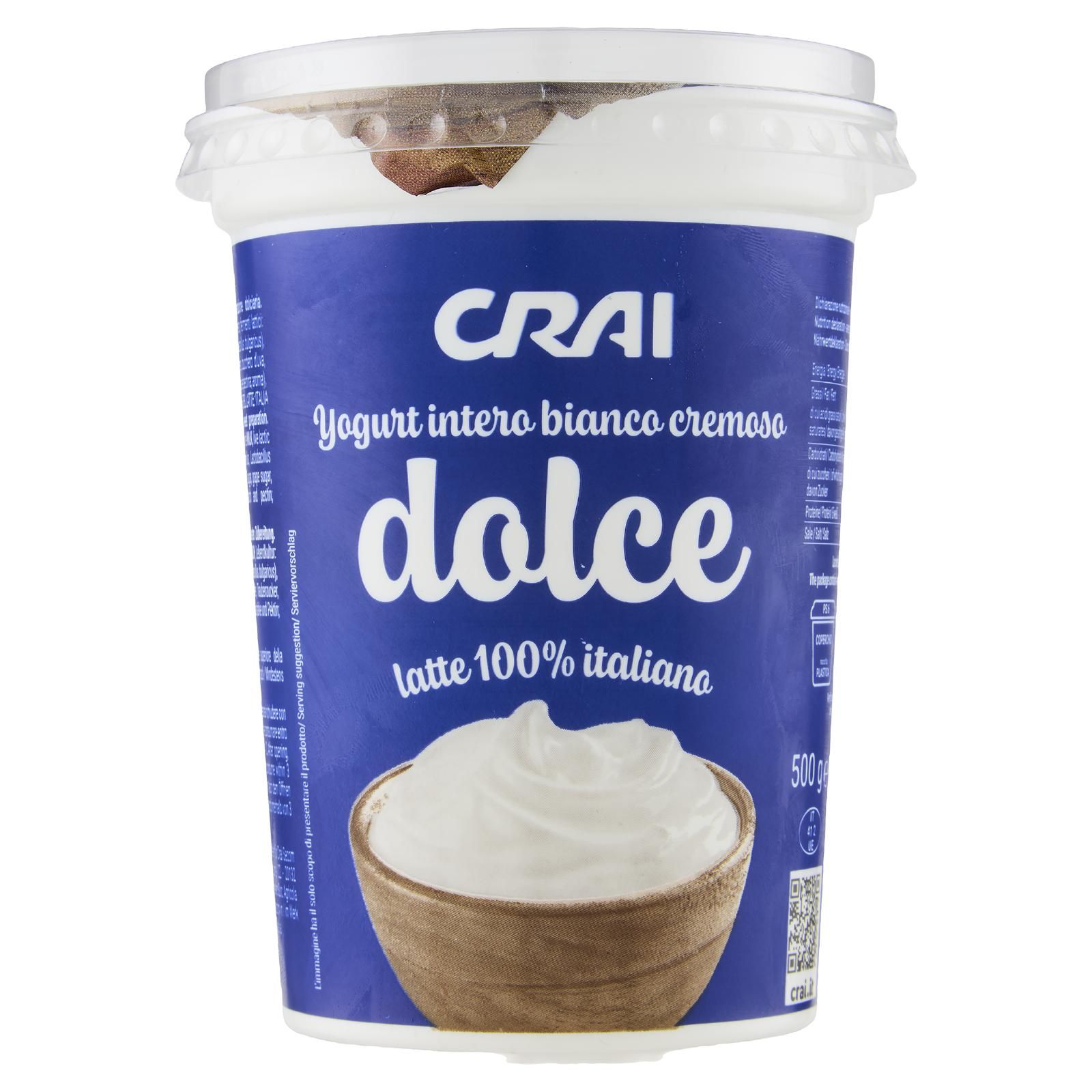 Crai Yogurt intero bianco cremoso dolce 500 g