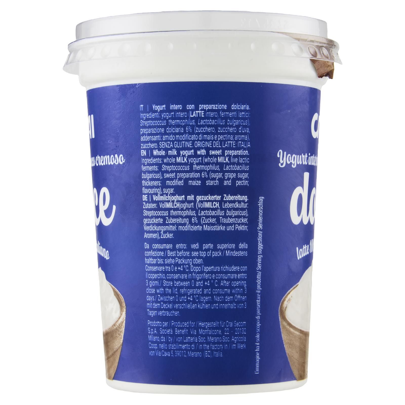 Crai Yogurt intero bianco cremoso dolce 500 g