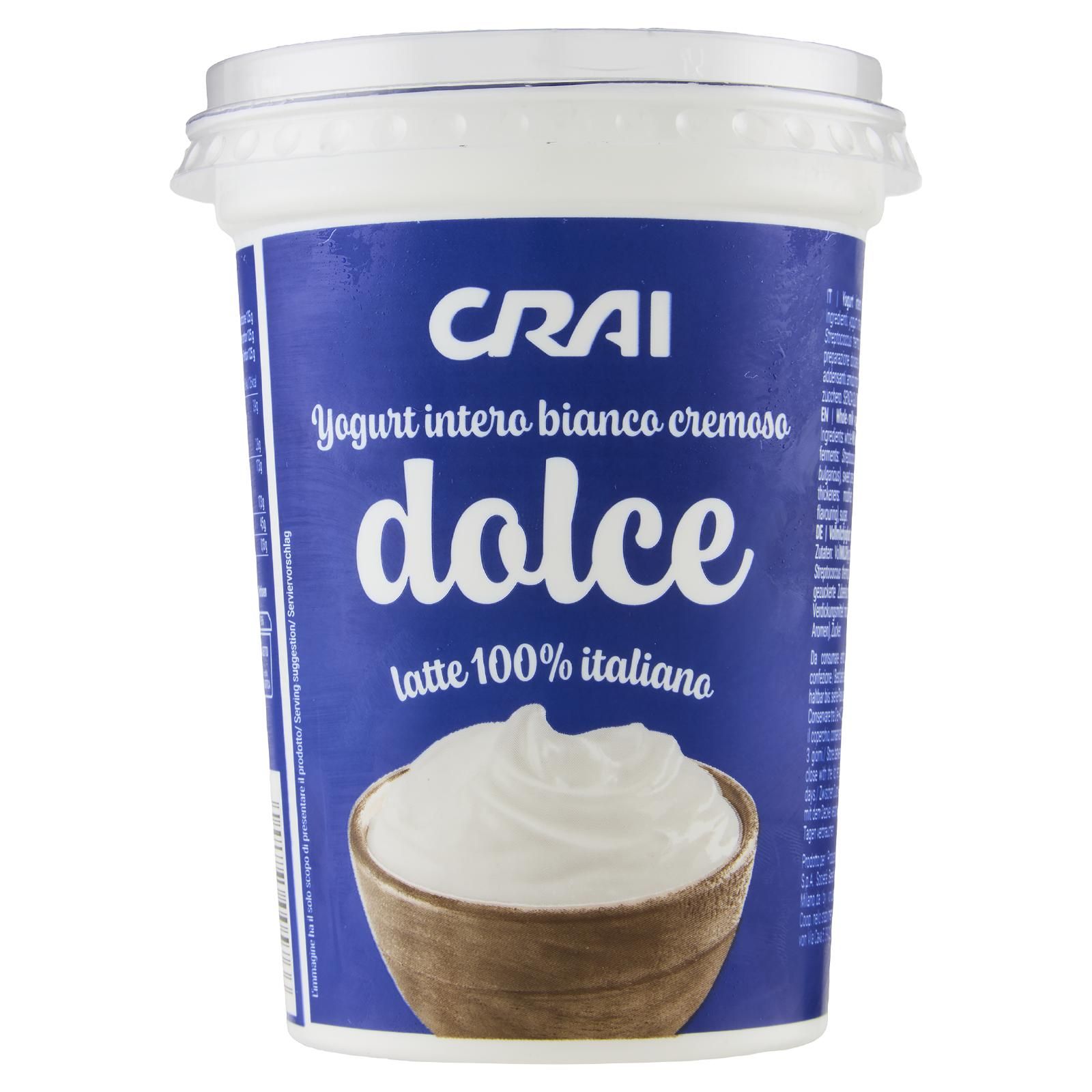 Crai Yogurt intero bianco cremoso dolce 500 g