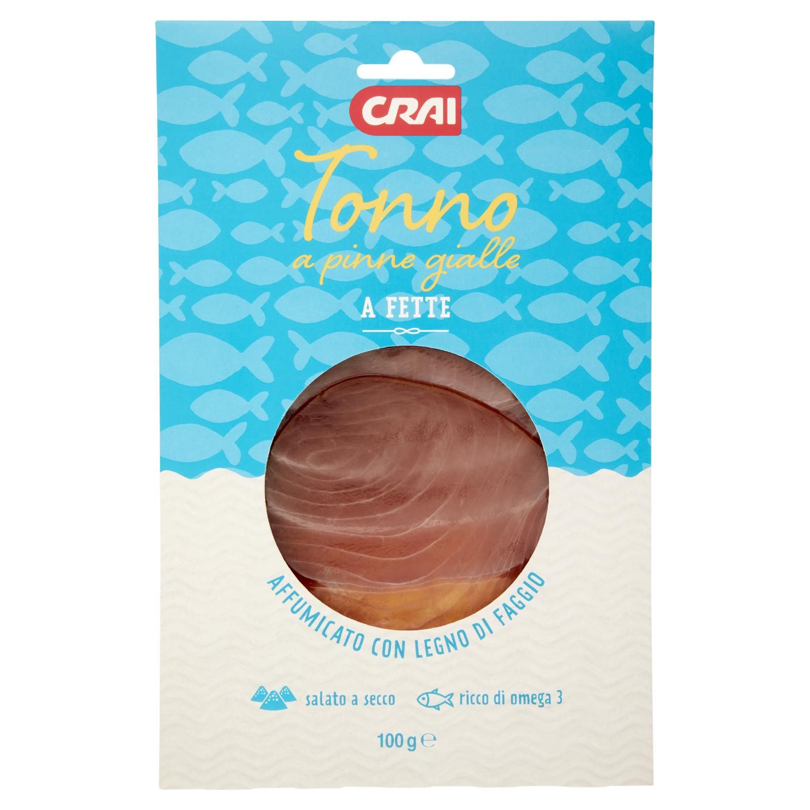 Crai Tonno a pinne gialle A Fette Affumicato Con Legno Di Faggio 100 g