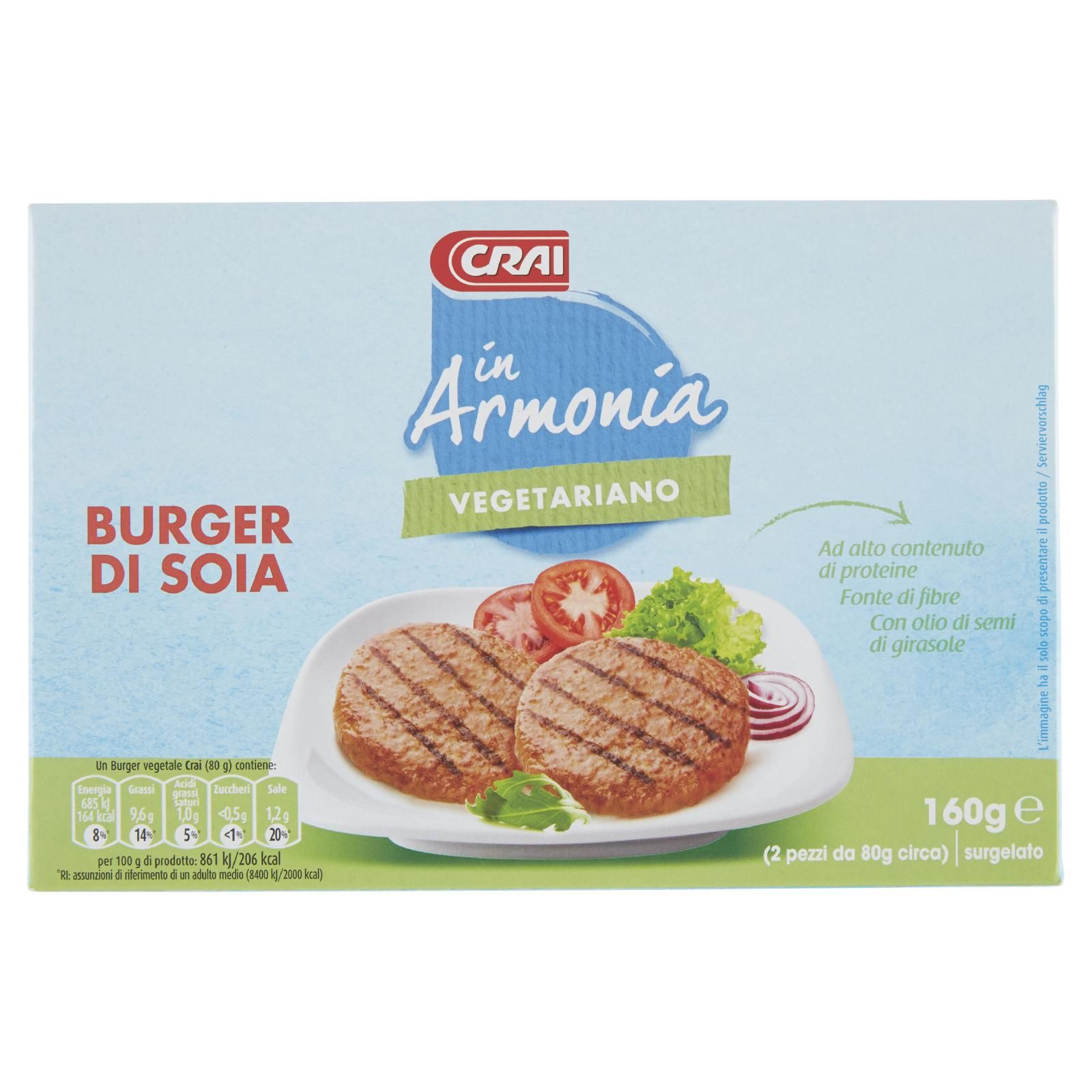 Crai in Armonia Burger di Soia surgelato 2 x 80 g