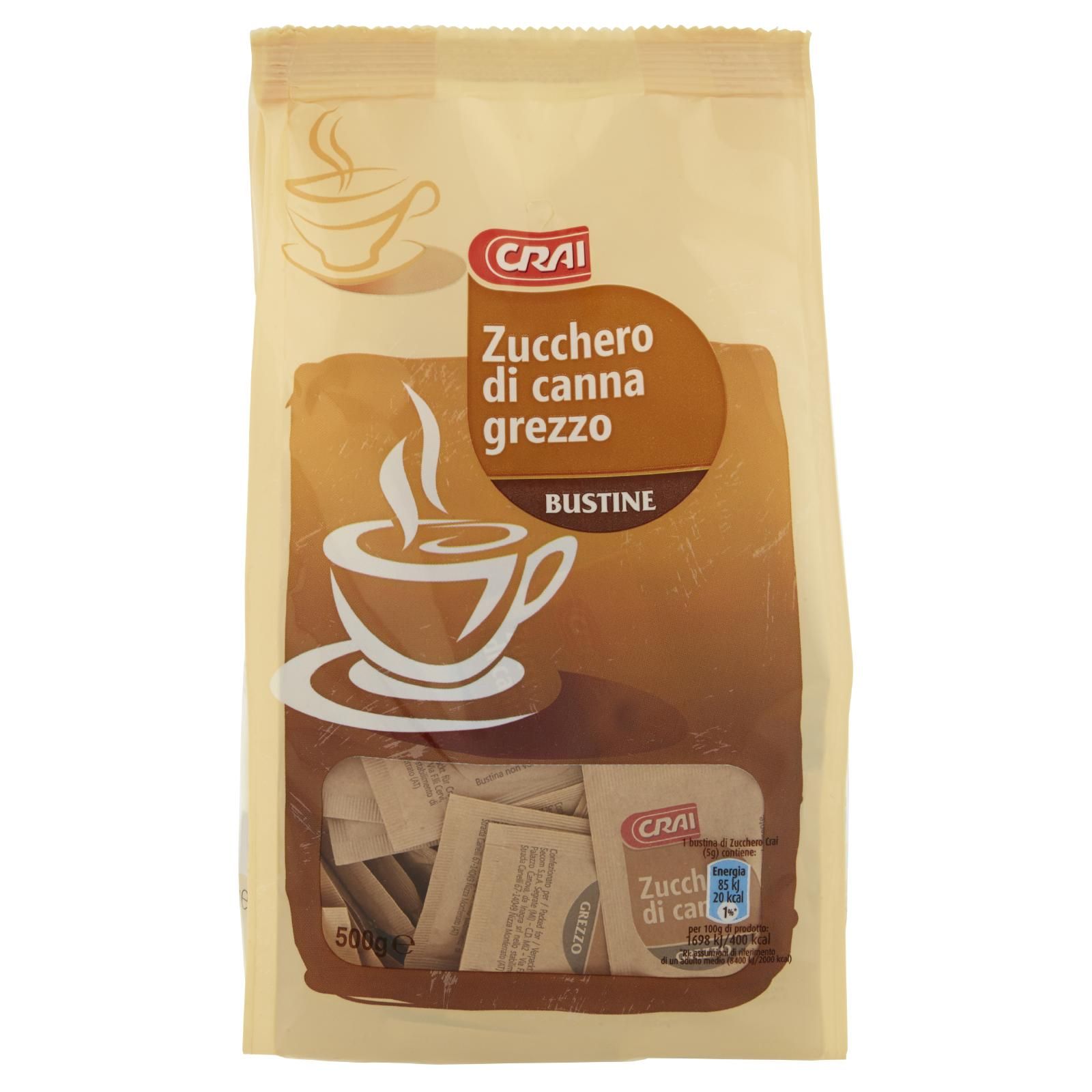 Crai Zucchero di canna grezzo Bustine 100 x 5 g