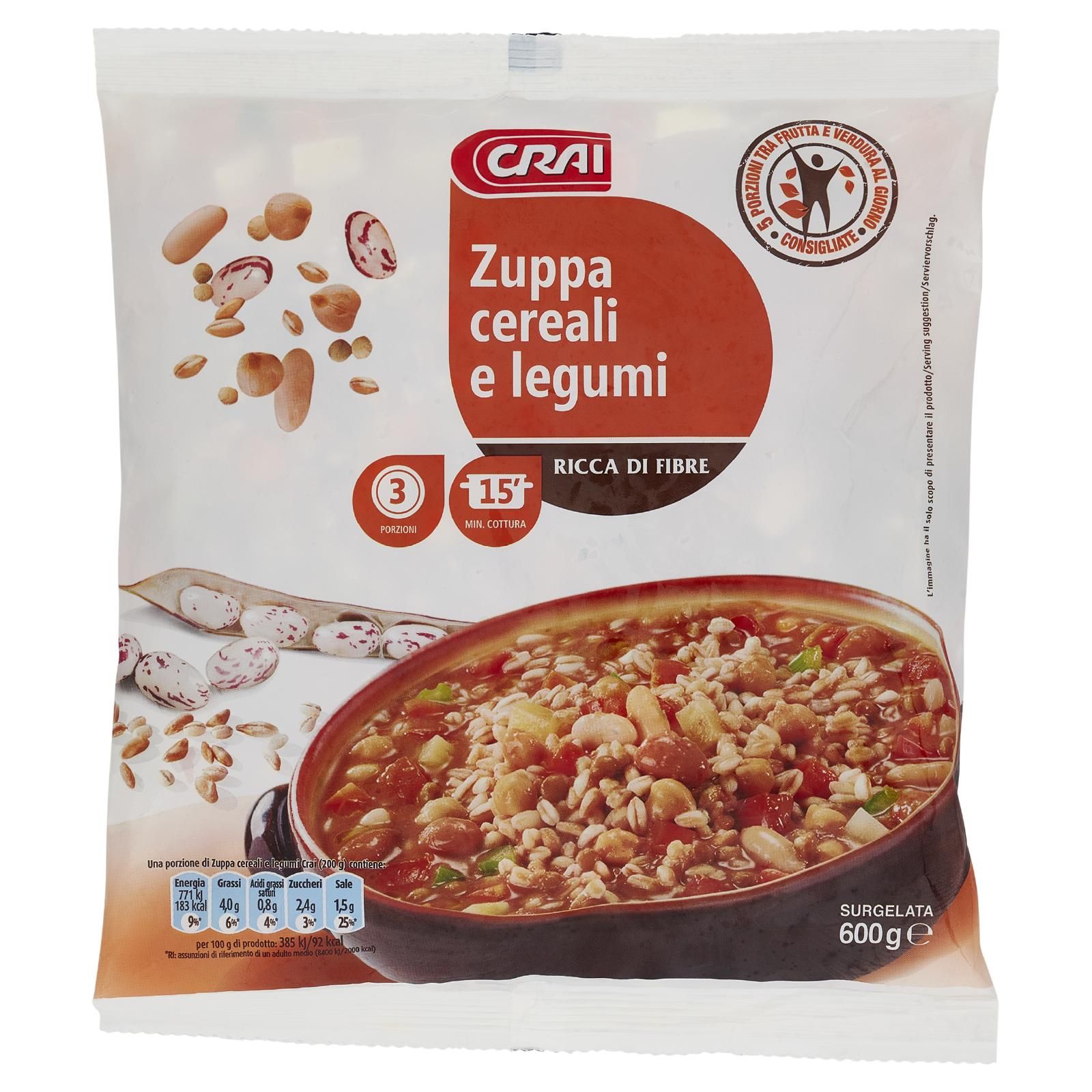 Crai Zuppa cereali e legumi Surgelata 600 g