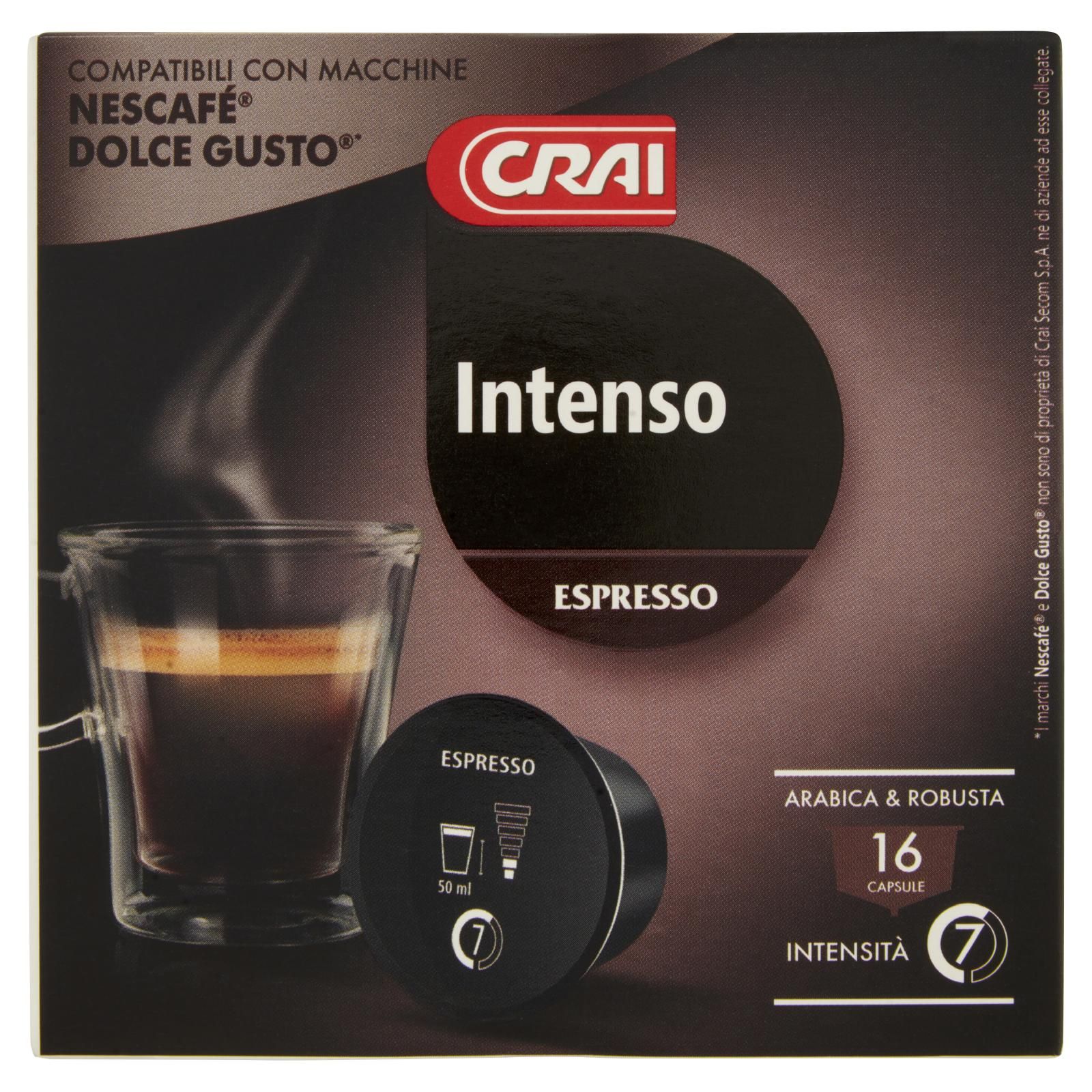 Crai Intenso Espresso 16 Capsule Compatibili con Macchine Nescafé® Dolce Gusto® 120 g