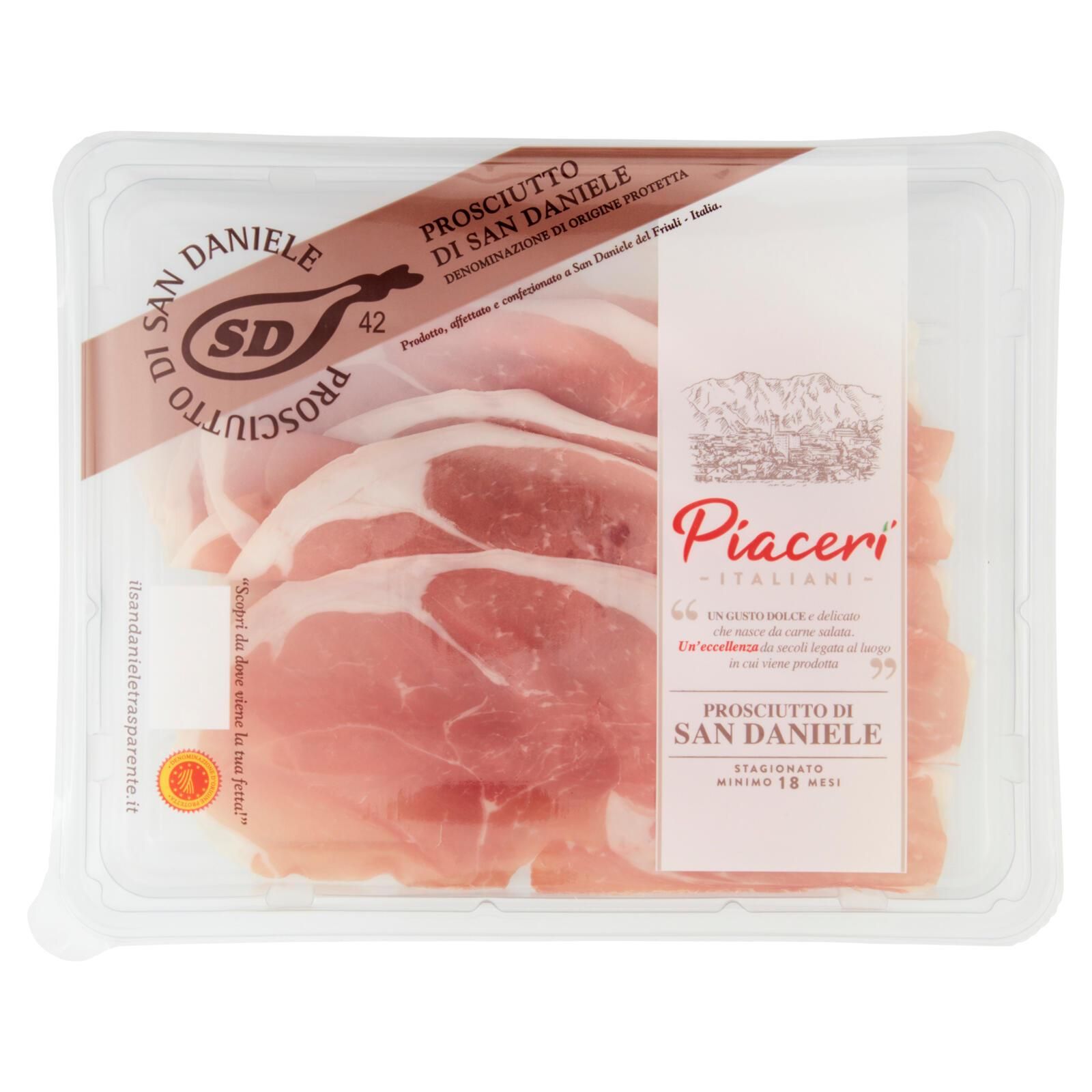 Piaceri Italiani Prosciutto di San Daniele D.O.P. Stagionato Minimo 18 Mesi 90 g