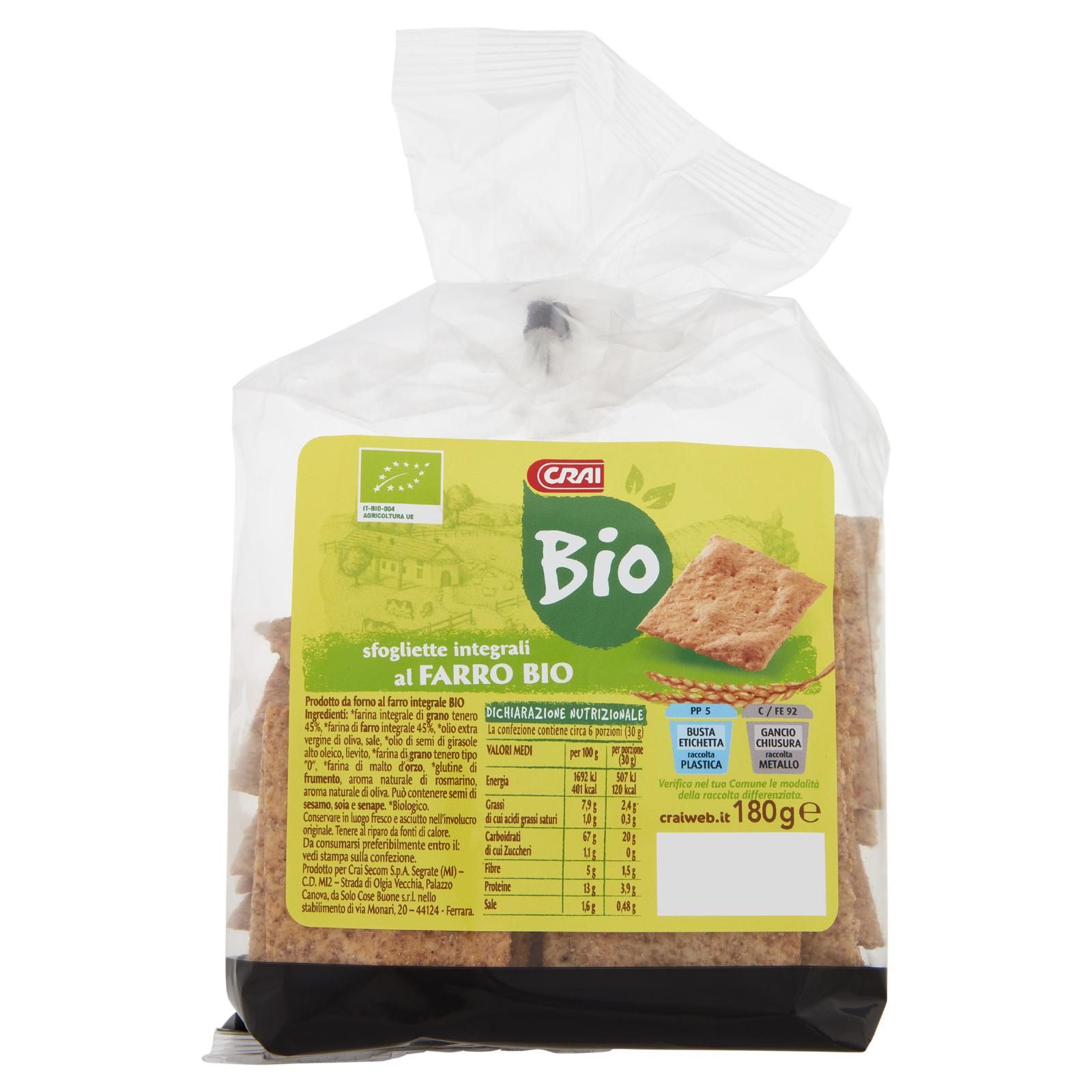 Crai Bio sfogliette integrali al Farro Bio 180 g