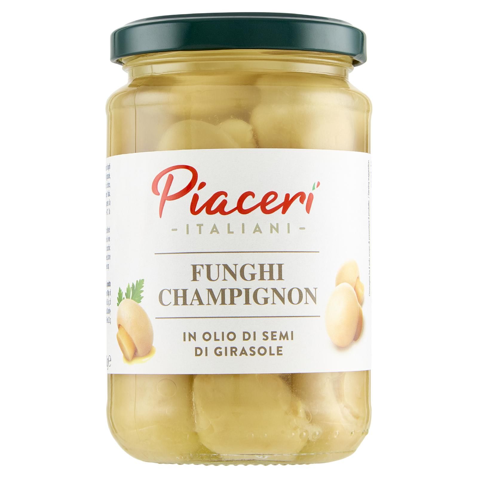 Piaceri Italiani Funghi Champignon in Olio di Semi di Girasole 280 g