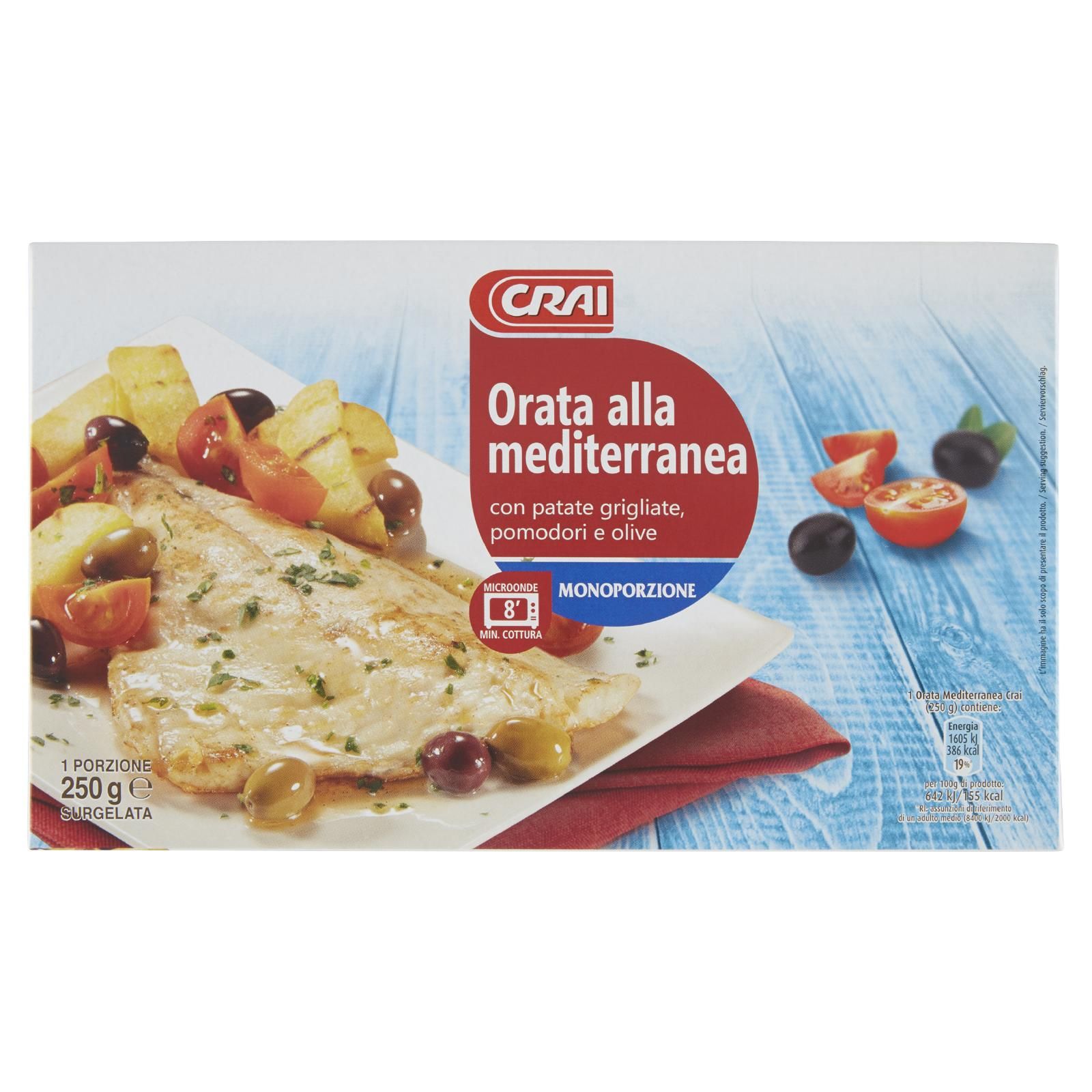 Crai Orata alla mediterranea con patate grigliate, pomodori e olive Surgelata 250 g