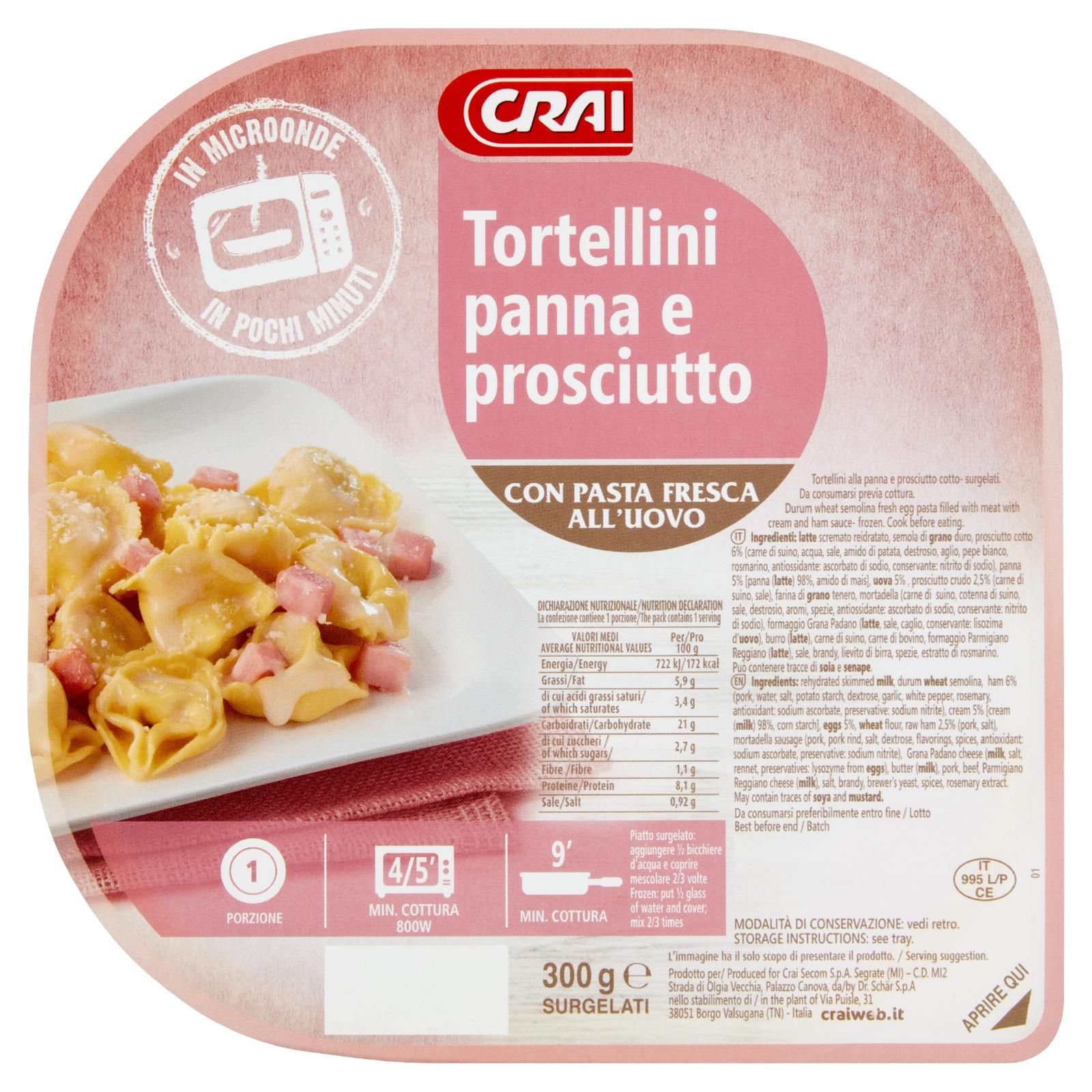Crai Tortellini panna e prosciutto Surgelati 300 g