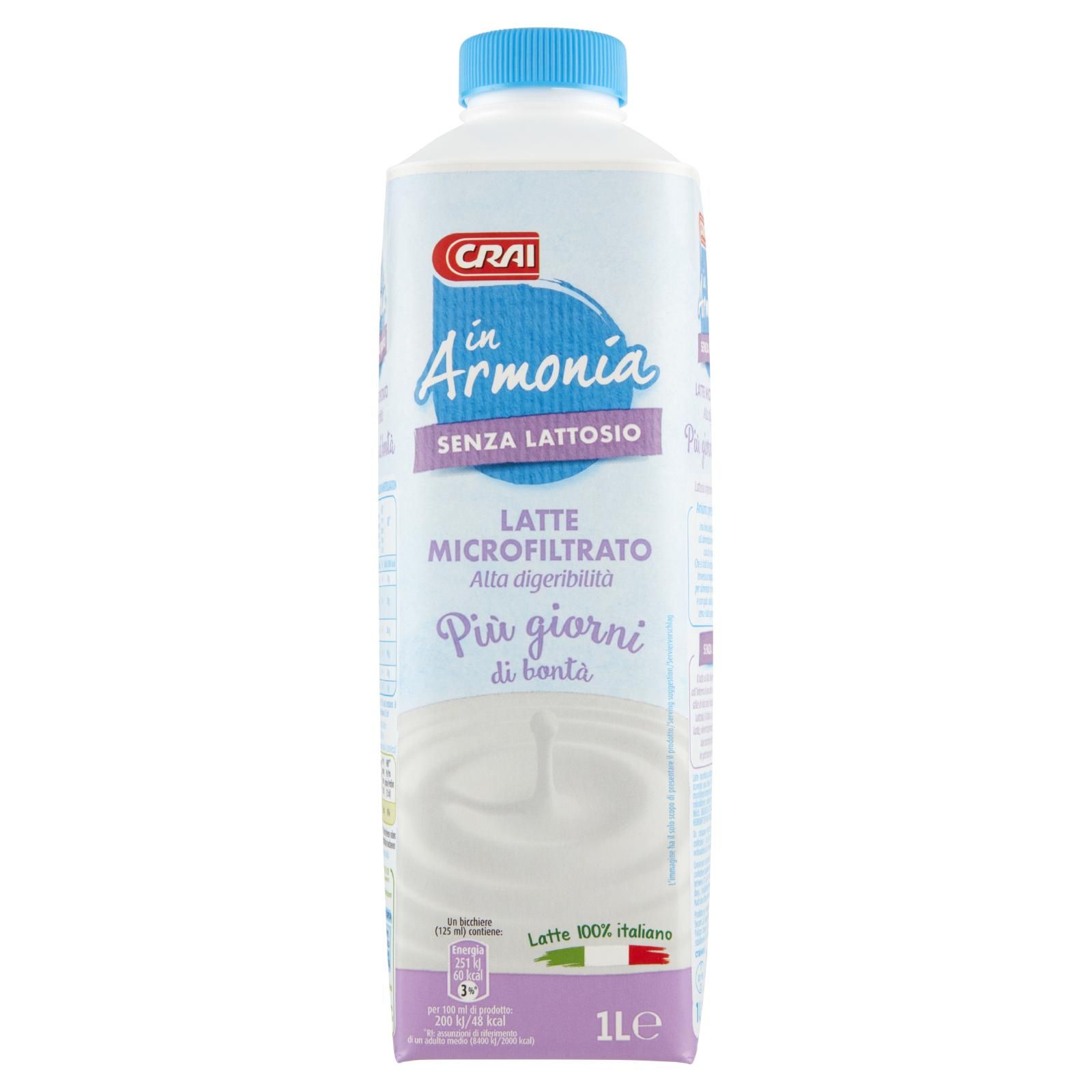 Crai in Armonia Senza Lattosio Latte Microfiltrato Alta digeribilità Più giorni di bontà 1 L
