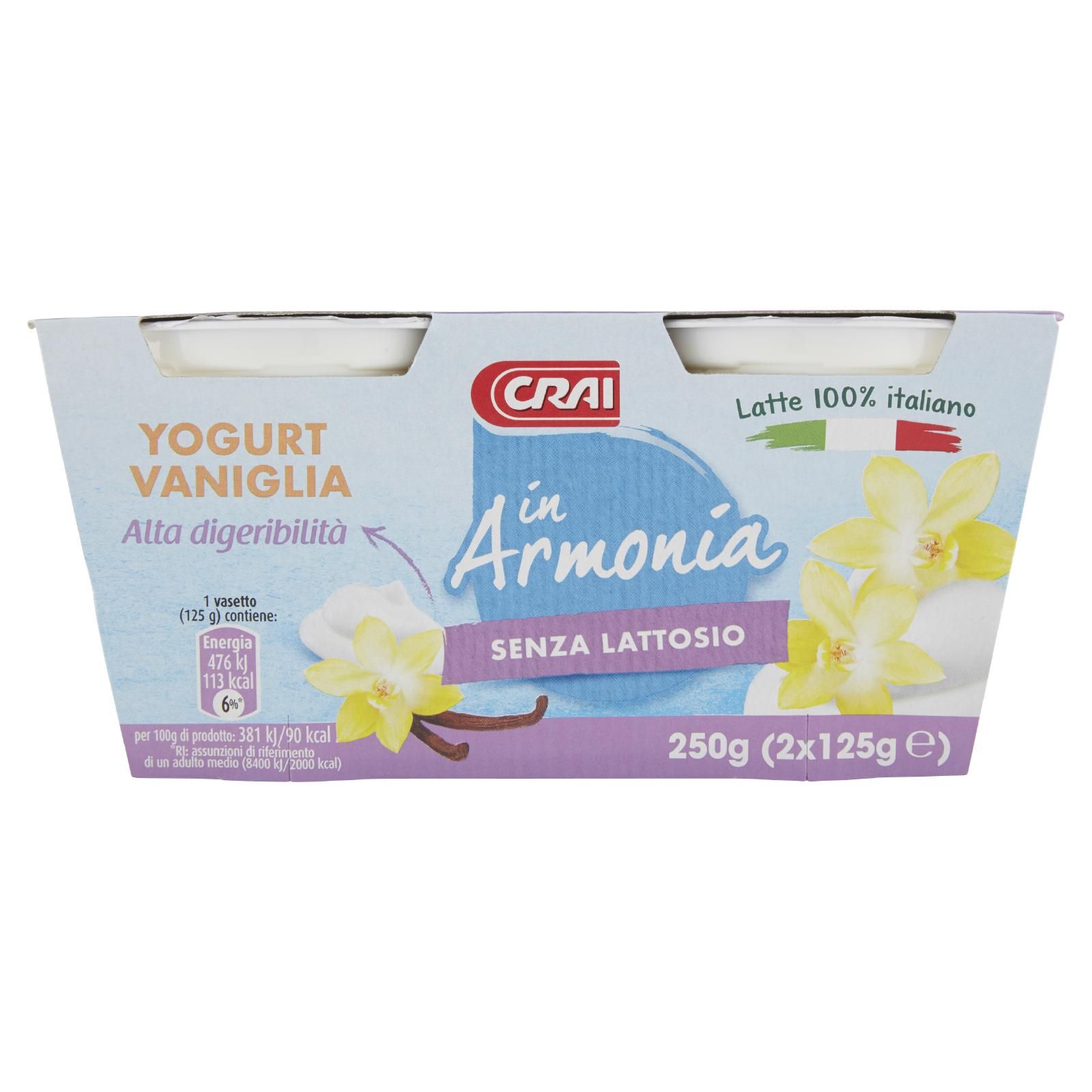 Crai in Armonia Yogurt Vaniglia Alta digeribilità 2 x 125 g