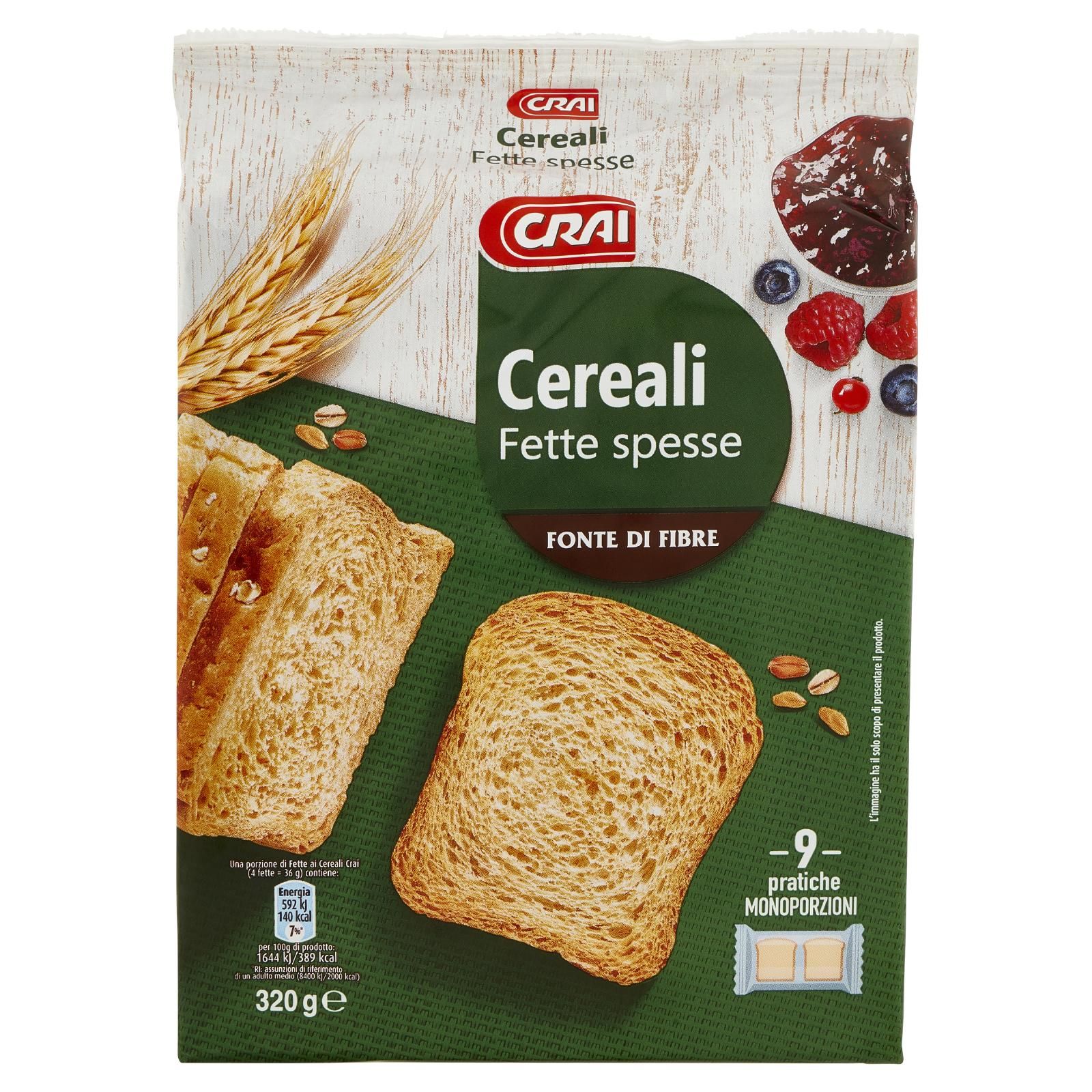 Crai Cereali Fette spesse 9 pratiche Monoporzioni 320 g