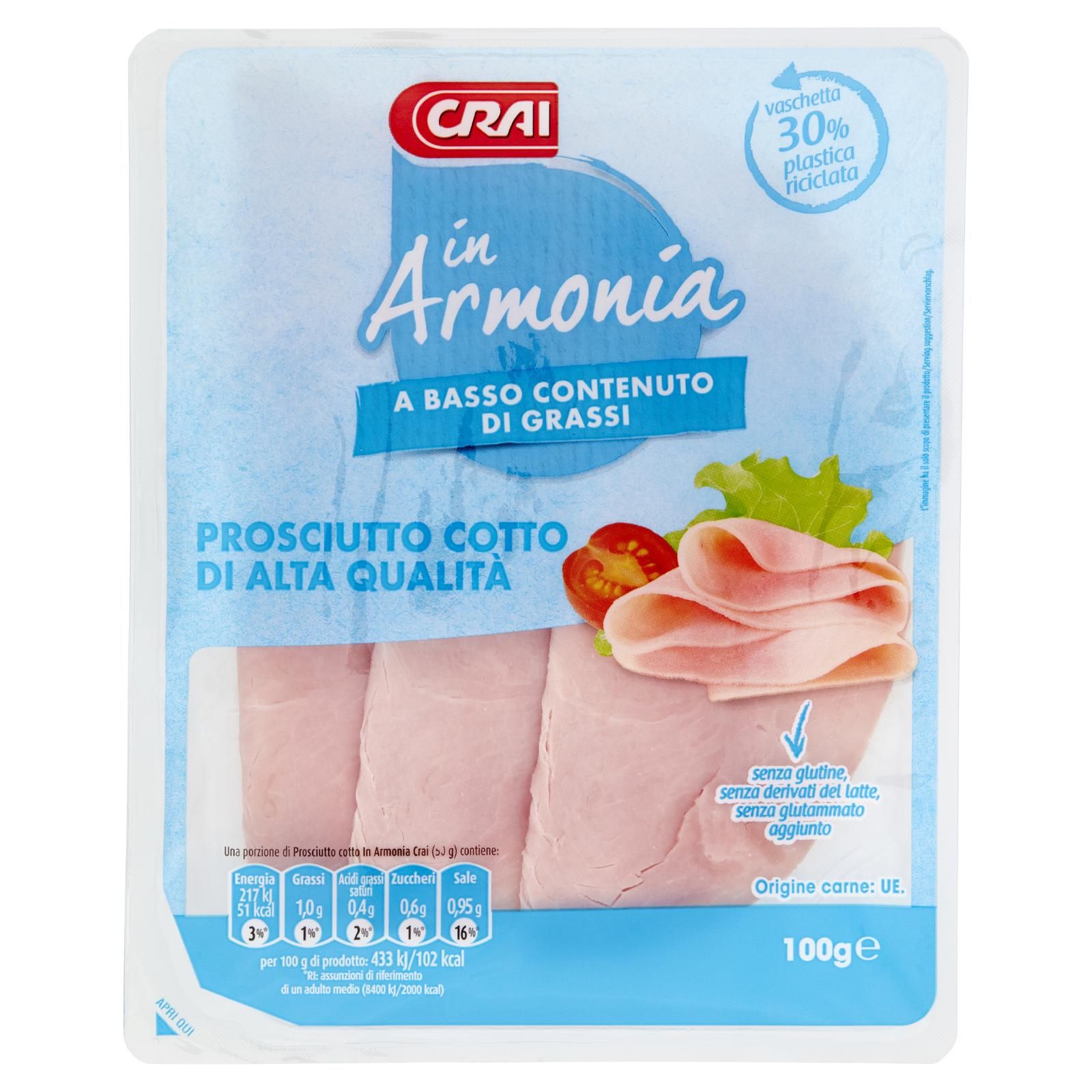 Crai in Armonia Prosciutto Cotto di Alta Qualità 100 g