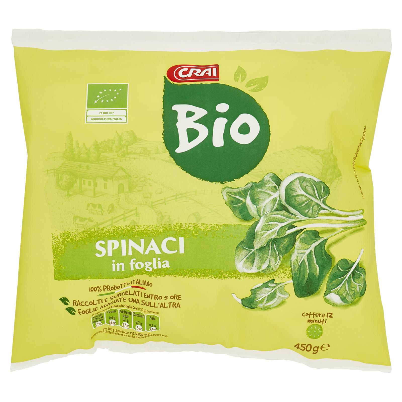 Crai Bio Spinaci in foglia 450 g