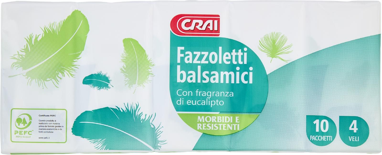 Crai Fazzoletti balsamici Con fragranza di eucalipto 4 Veli 10 pz