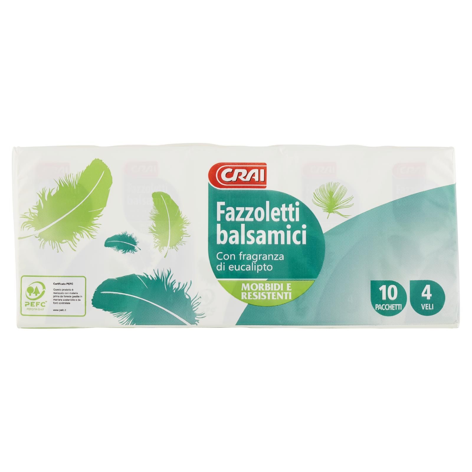Crai Fazzoletti balsamici Con fragranza di eucalipto 4 Veli 10 pz