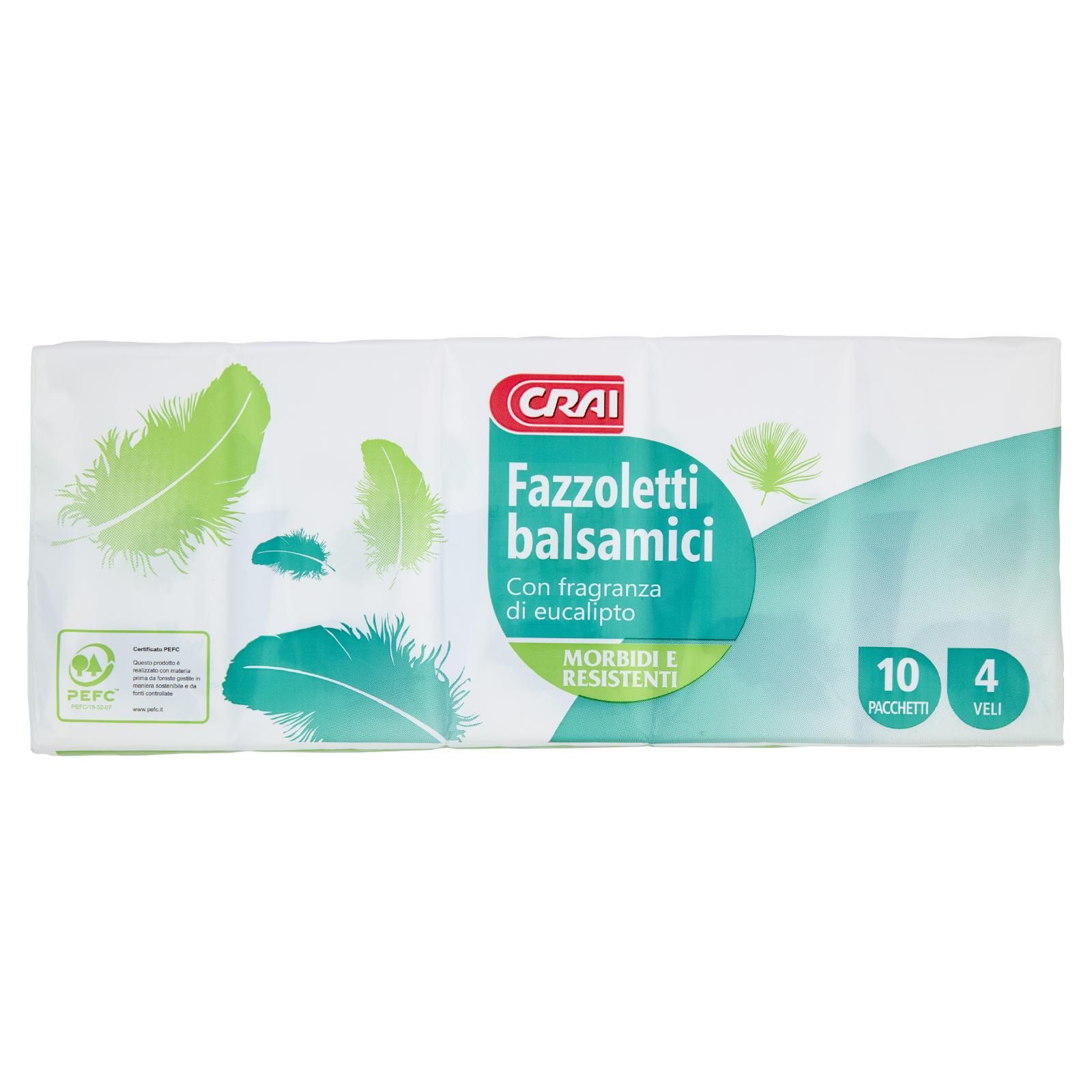Crai Fazzoletti balsamici Con fragranza di eucalipto 4 Veli 10 pz
