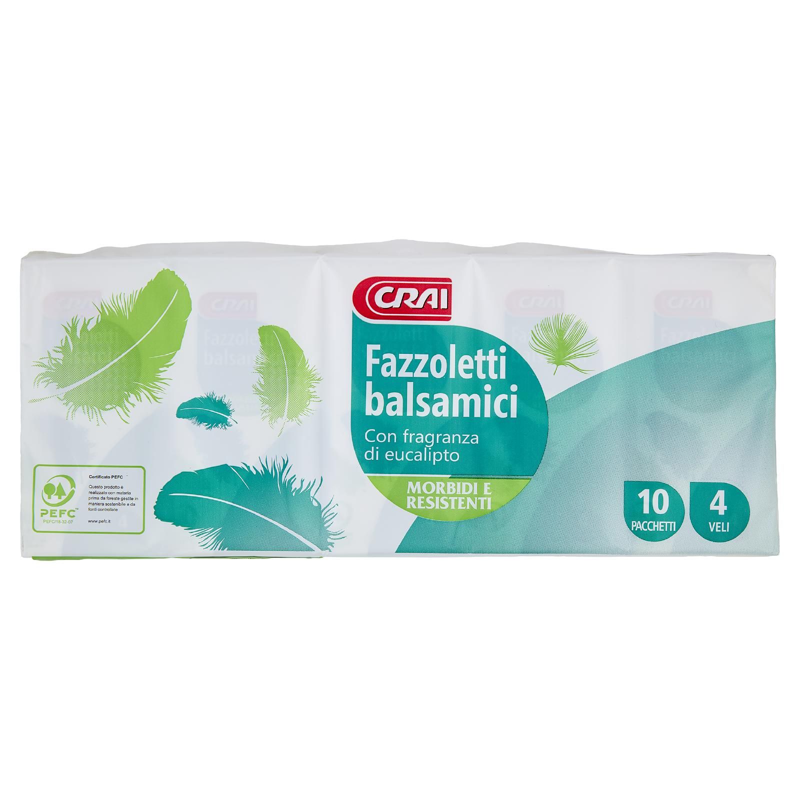 Crai Fazzoletti balsamici Con fragranza di eucalipto 4 Veli 10 pz