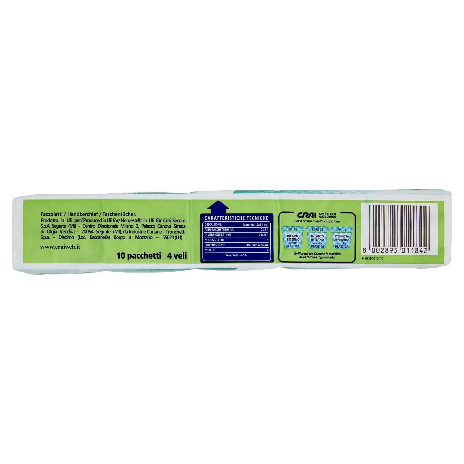 Crai Fazzoletti balsamici Con fragranza di eucalipto 4 Veli 10 pz