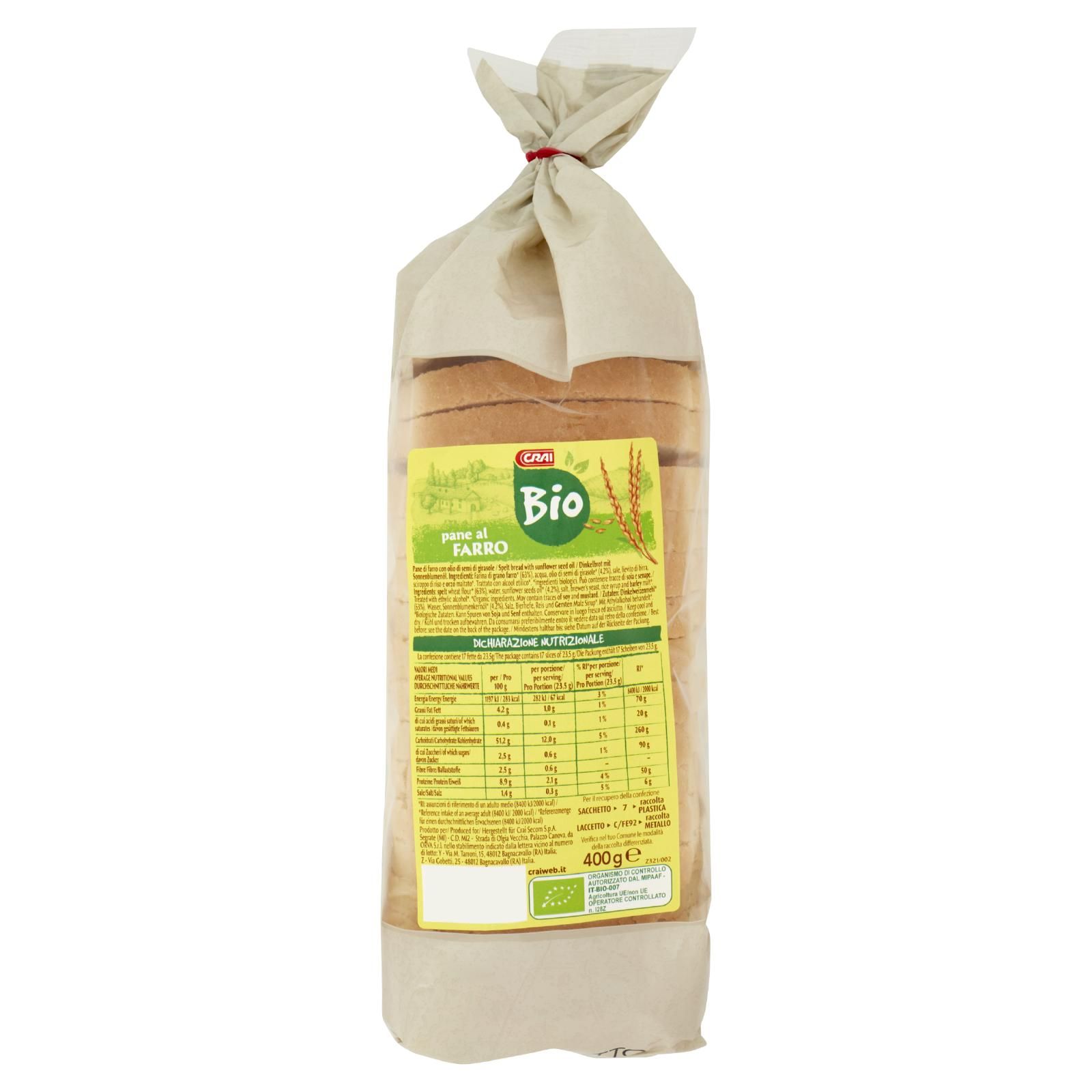 Crai Bio pane al Farro 400 g