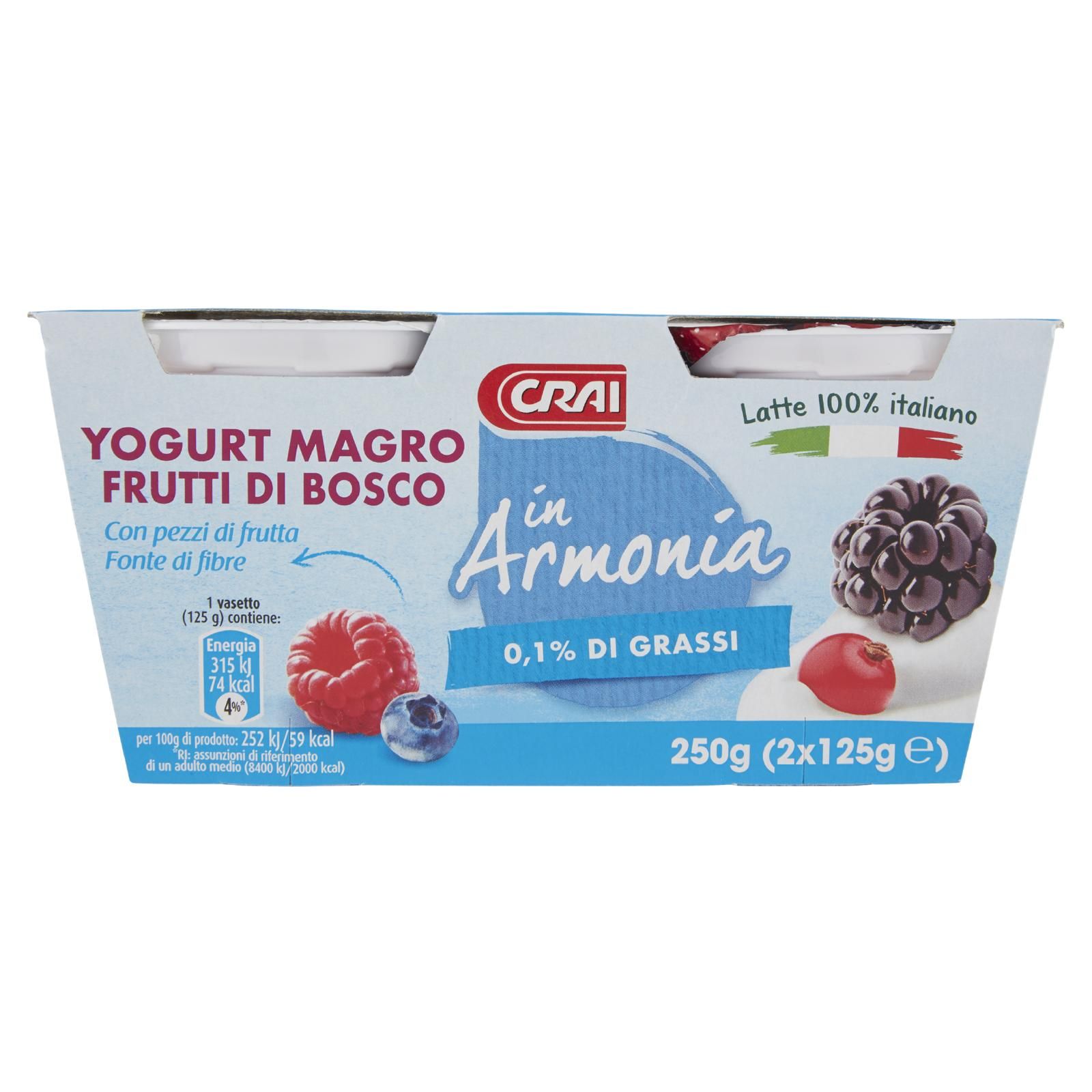 Crai in Armonia Yogurt Magro Frutti di Bosco 2 x 125 g