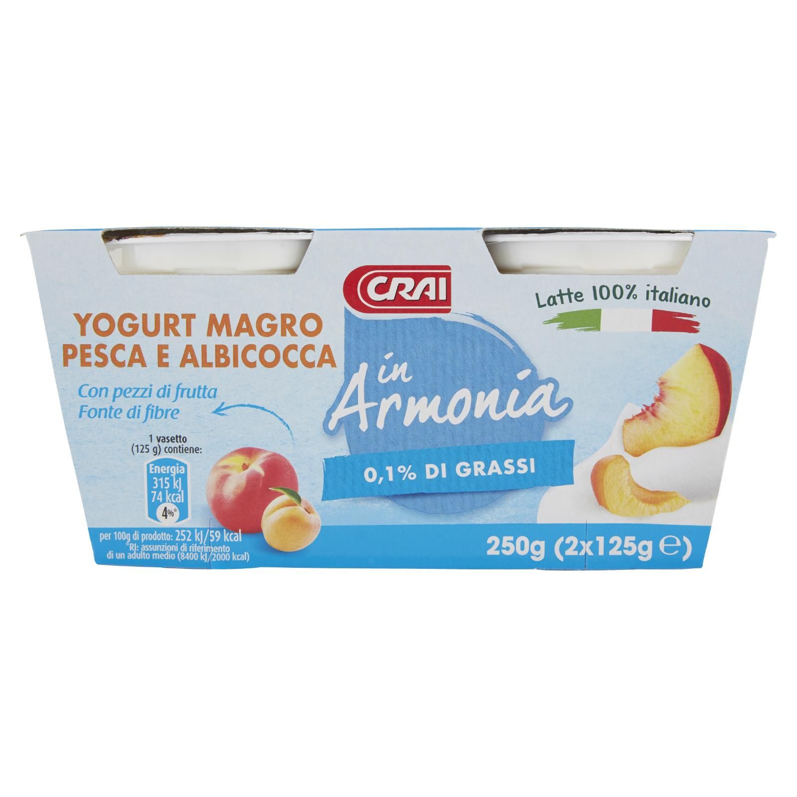 Crai in Armonia Yogurt Magro Pesca e Albicocca 2 x 125 g