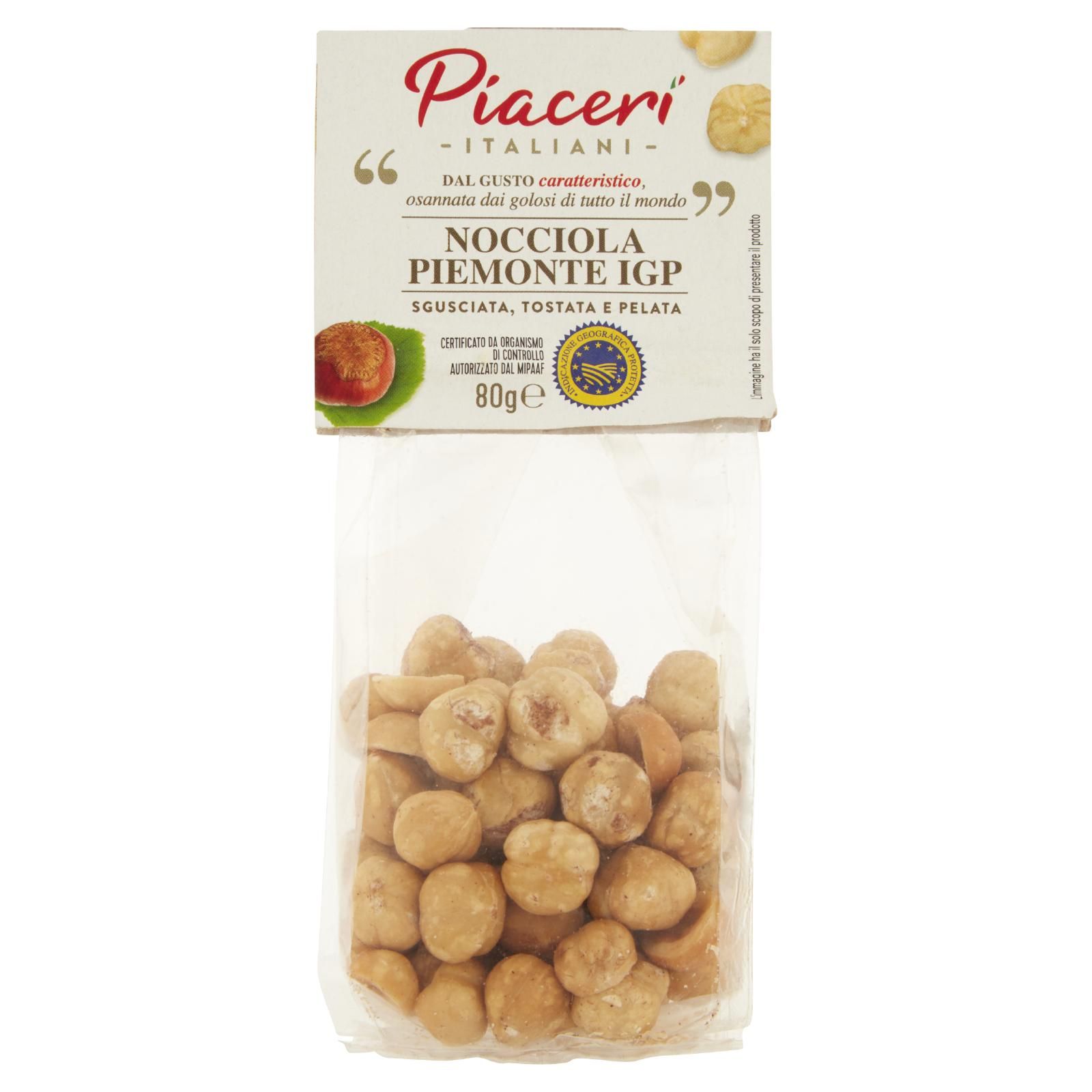 Piaceri Italiani Nocciola Piemonte IGP Sgusciata, Tostata E Pelata 80 g