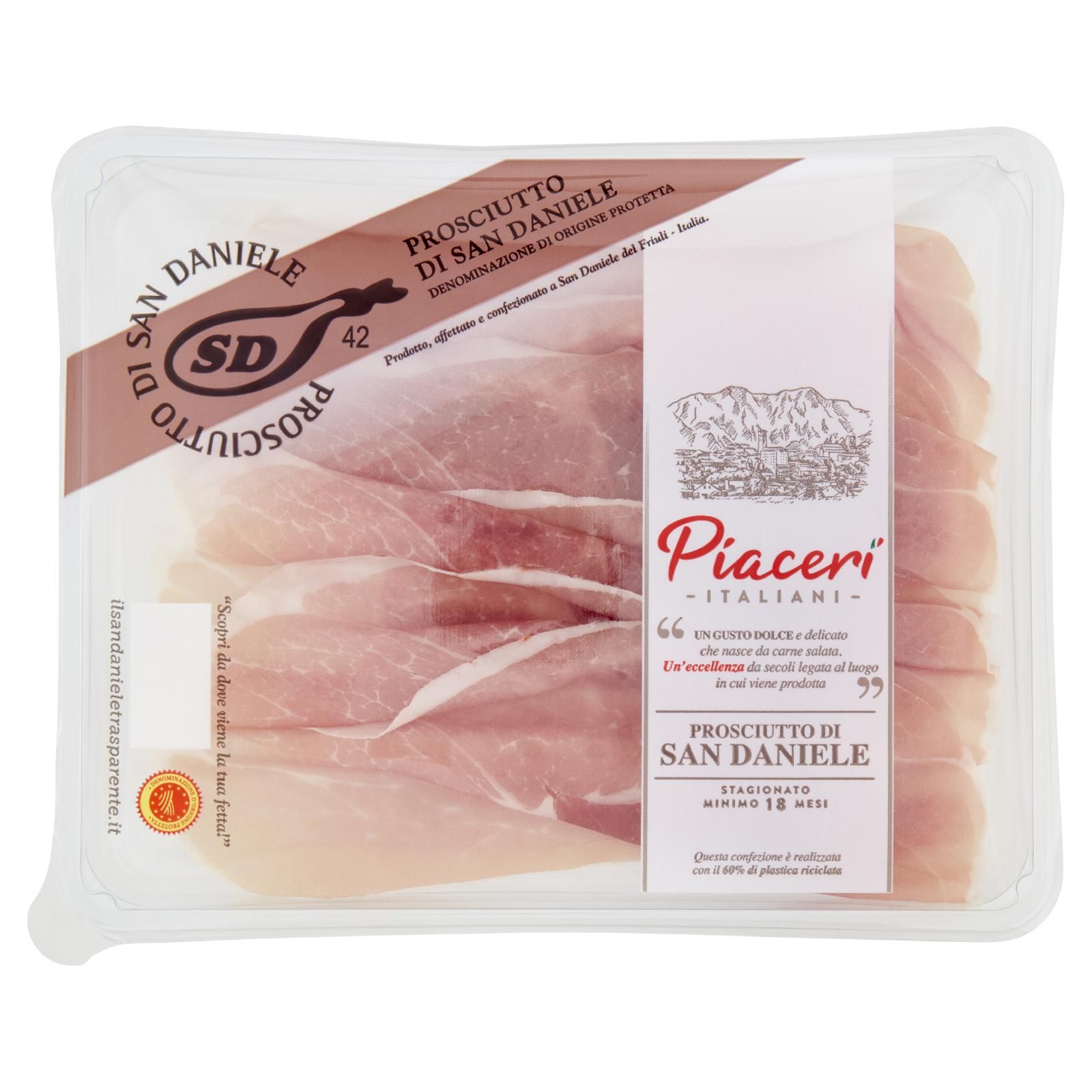 Piaceri Italiani Prosciutto di San Daniele DOP Stagionato Minimo 18 Mesi 90 g