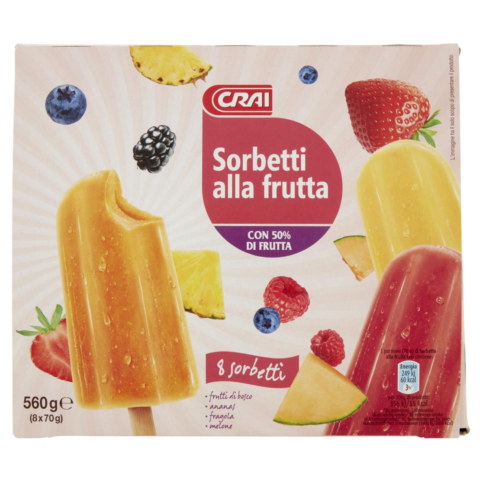 Crai Sorbetti alla frutta 8 x 70 g