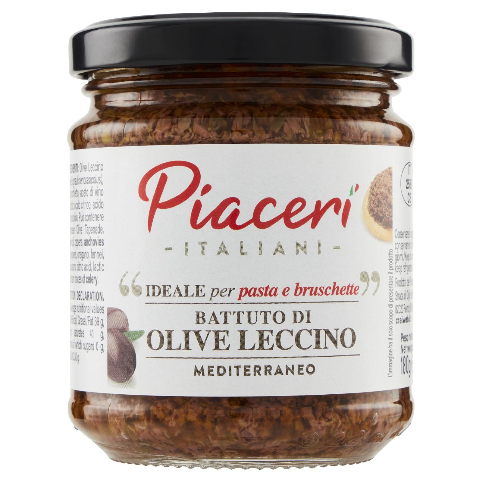 Crai Piaceri Italiani Battuto Di Olive Leccino Mediterraneo 180 g