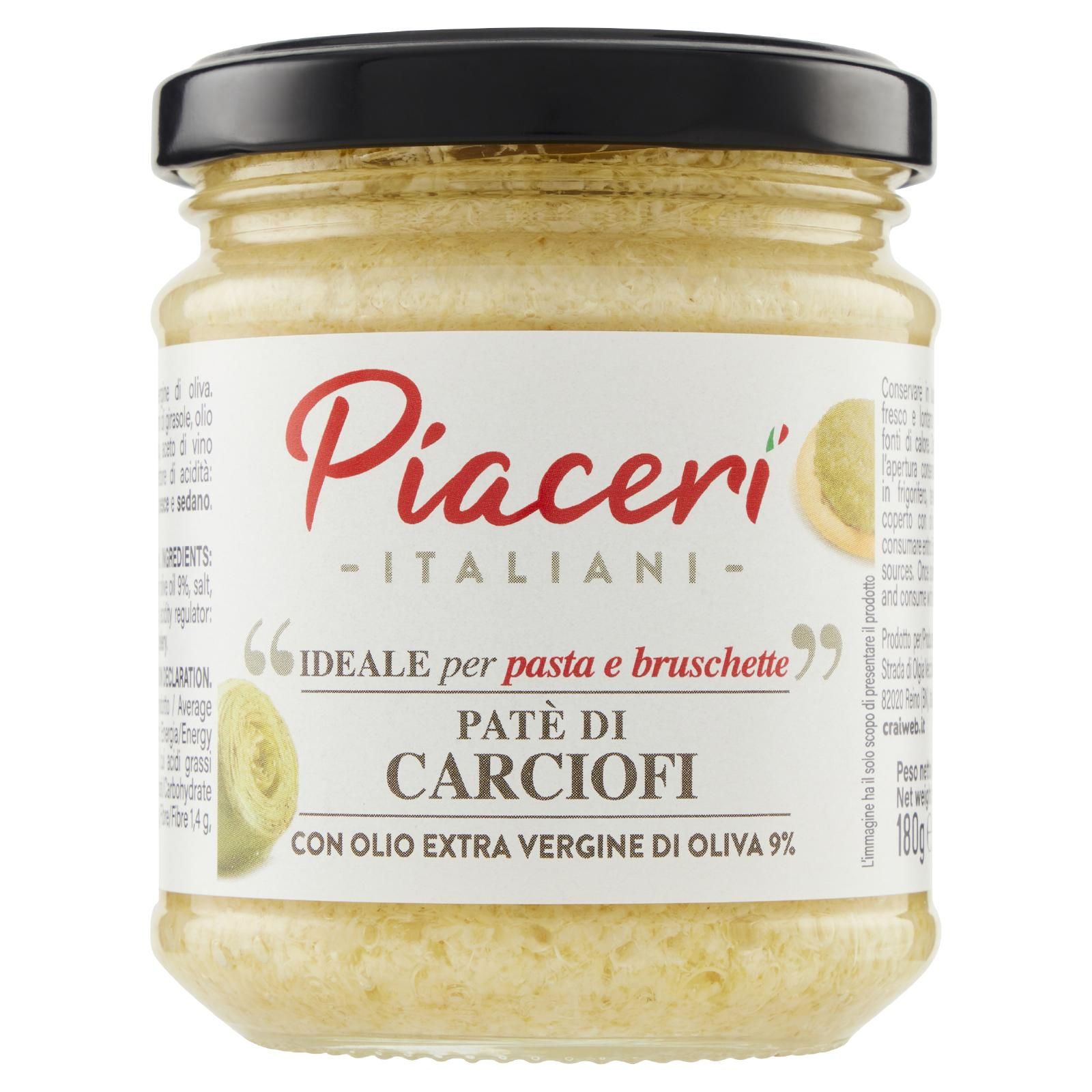 Crai Piaceri Italiani Patè Di Carciofi Con Olio Extra Vergine Di Oliva 9% 180 g