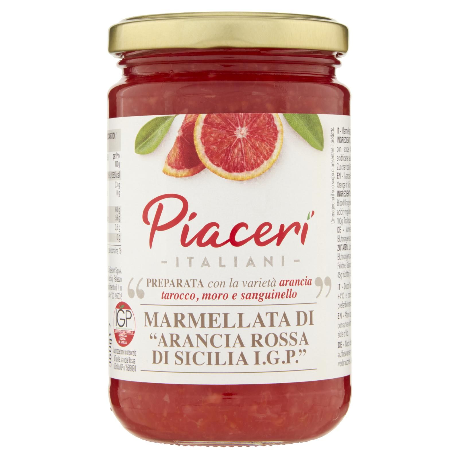 Piaceri Italiani Marmellata di "Arancia Rossa di Sicilia I.G.P." 360 g