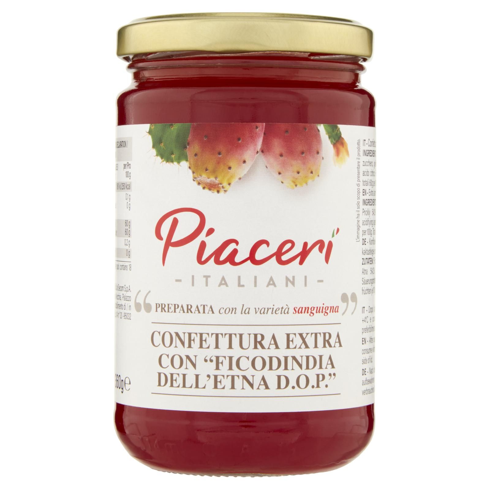 Piaceri Italiani Confettura Extra con "Ficodindia dell'Etna D.O.P." 360 g