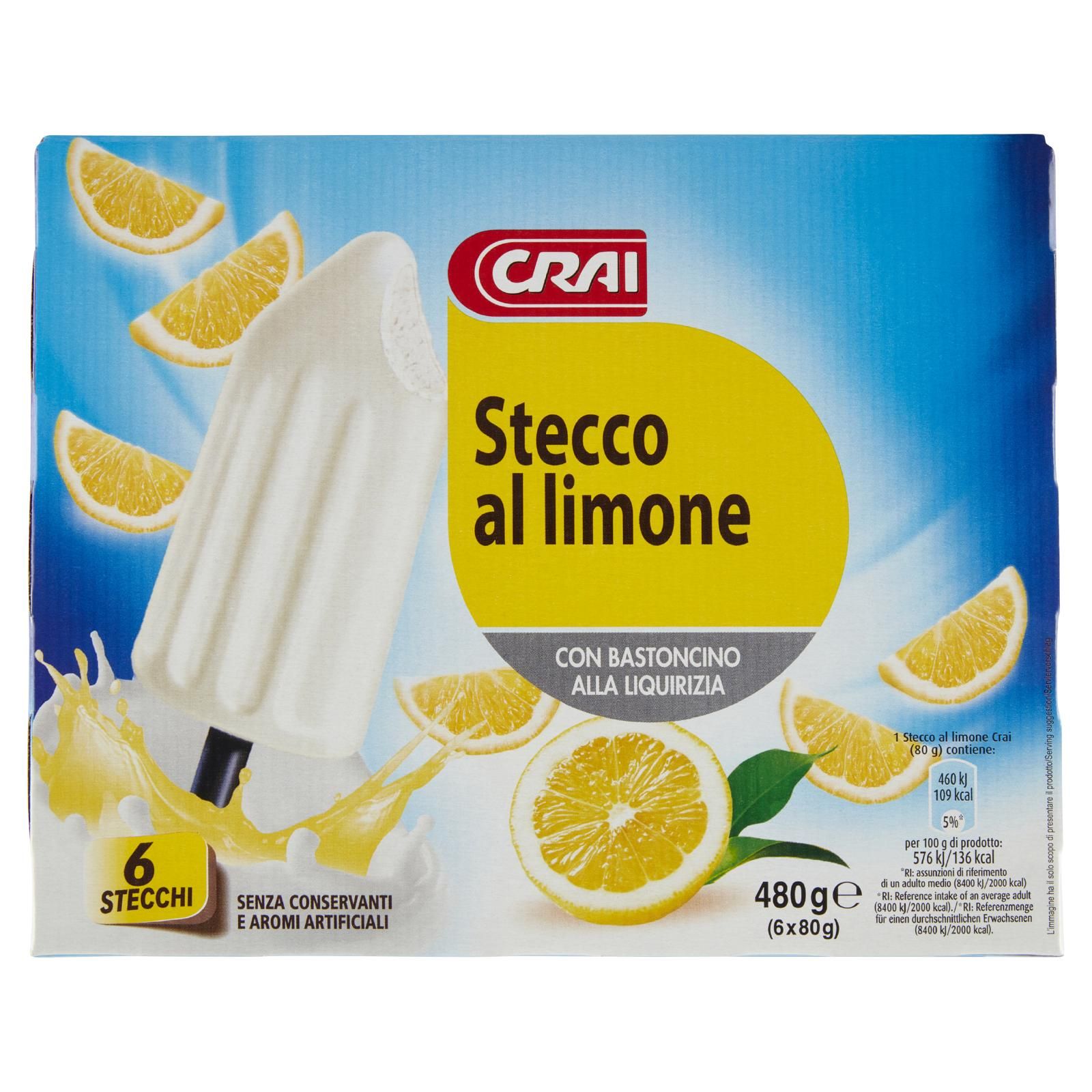 Crai Stecco al limone con Bastoncino alla Liquirizia 6 x 80 g