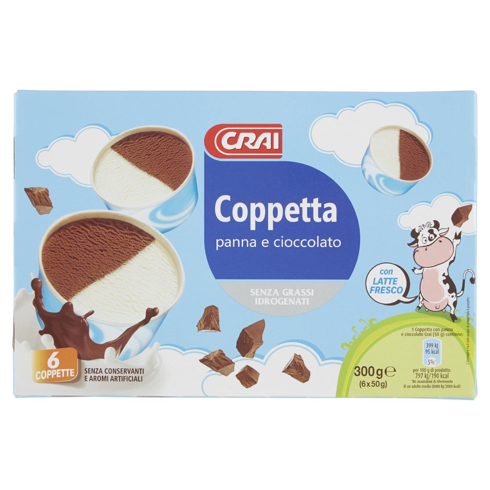 Crai Coppetta panna e cioccolato 6 x 50 g