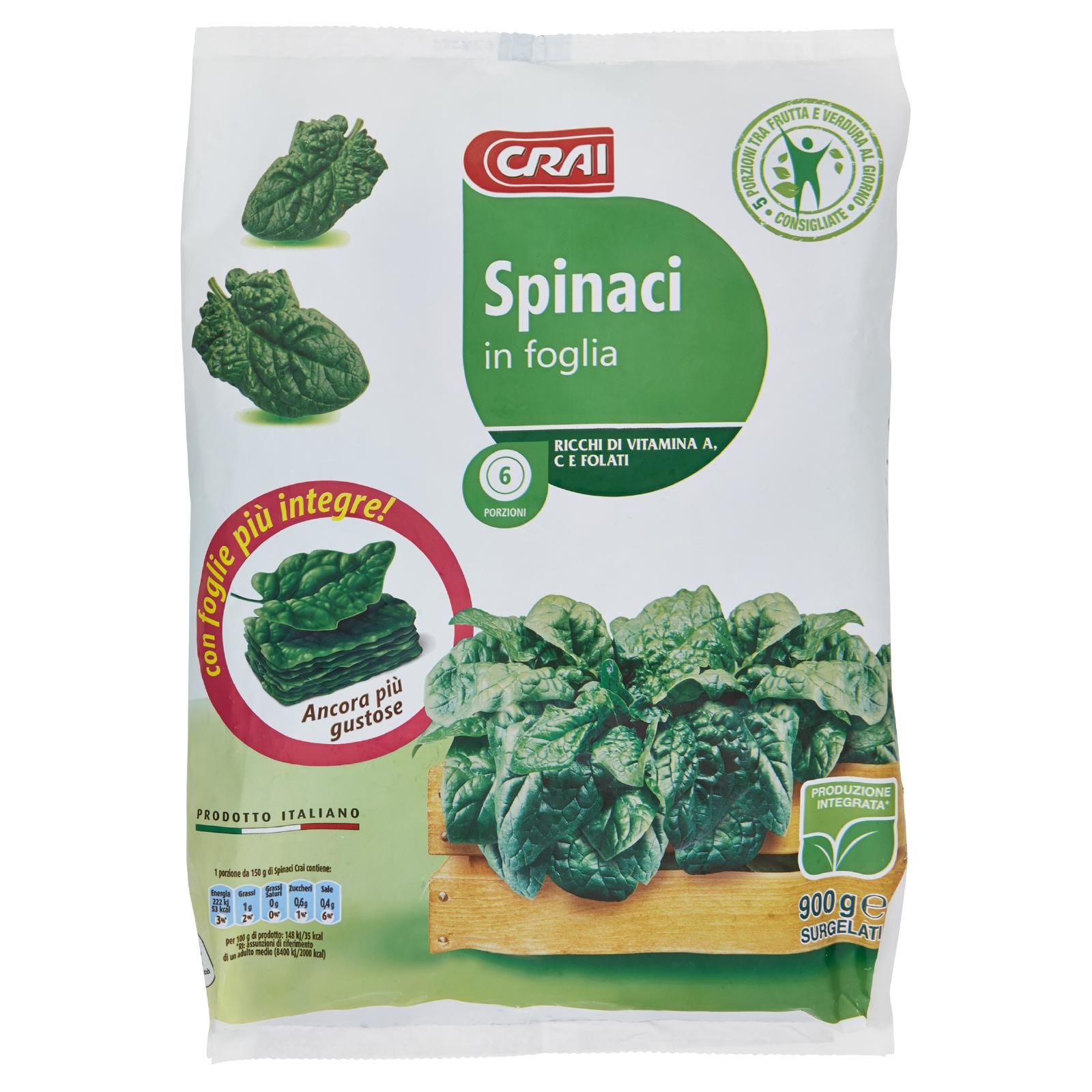 Crai Spinaci in foglia Surgelati 900 g