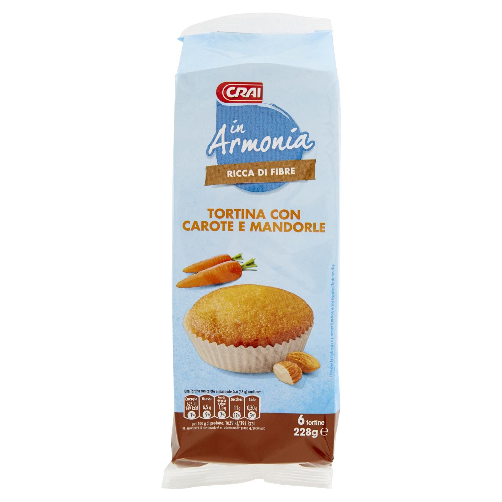 Crai in Armonia Tortina Con Carote E Mandorle 6 x 38 g