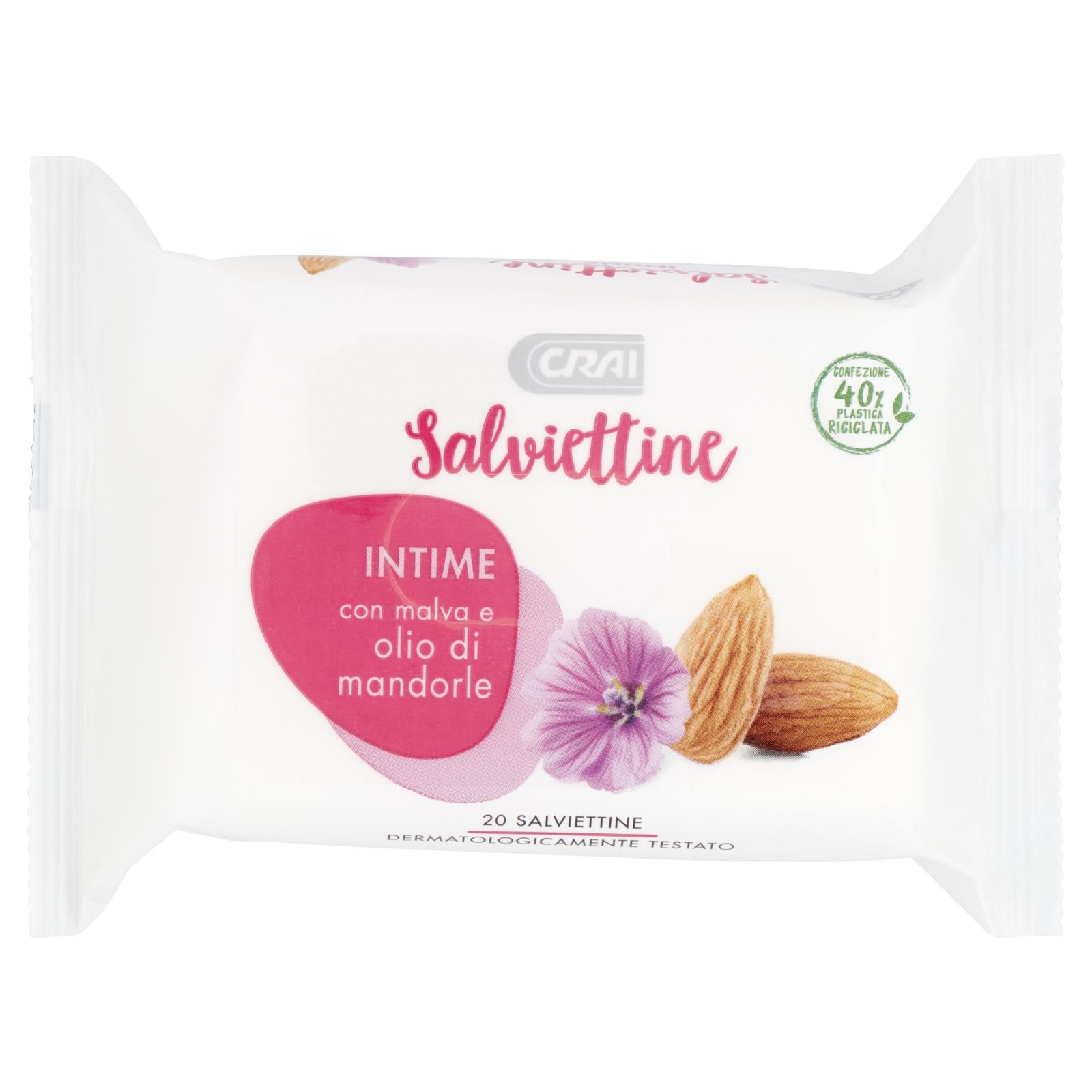 Crai Salviettine Intime con malva e olio di mandorle 20 pz