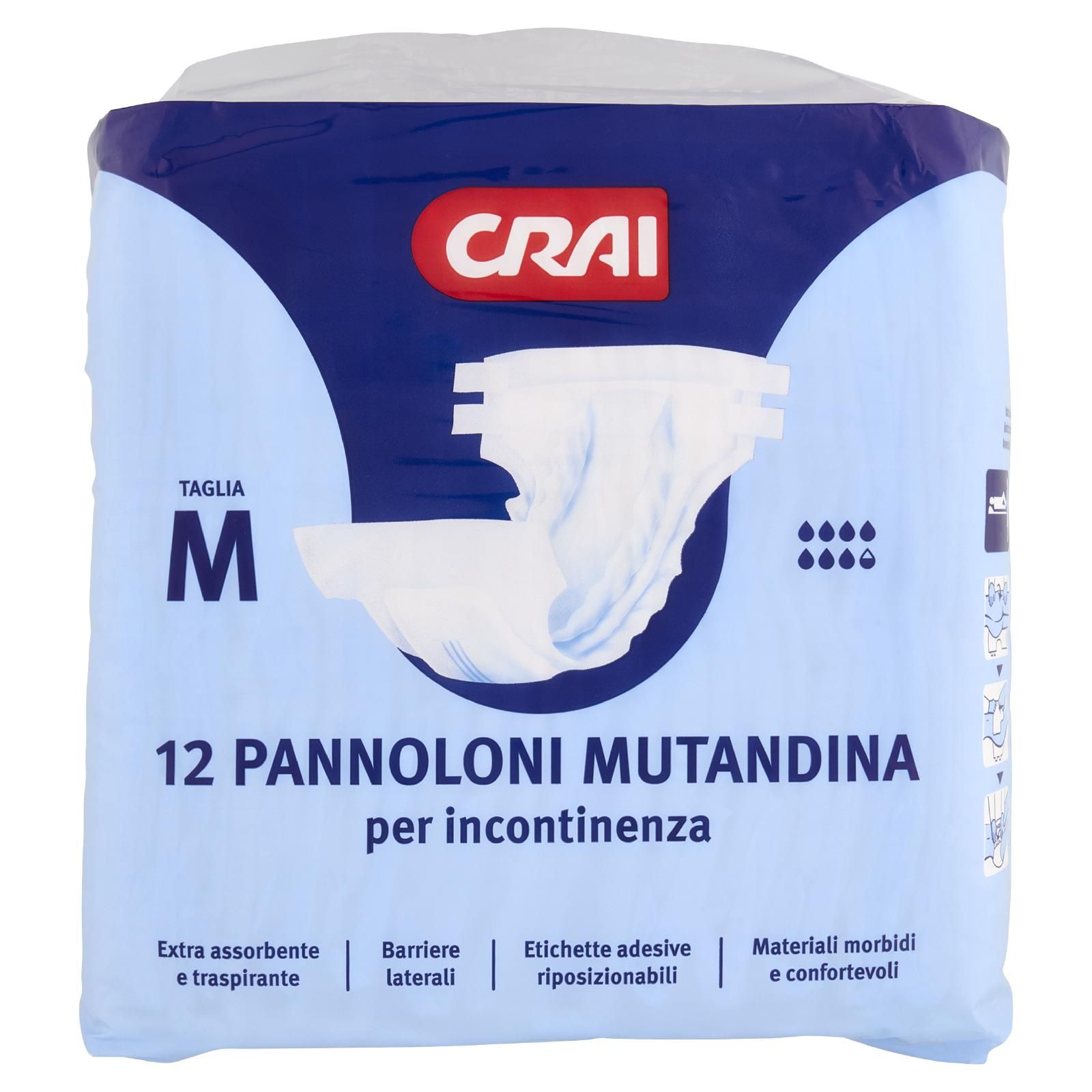 Crai Pannoloni Mutandina per Incontinenza Taglia M 12 pz