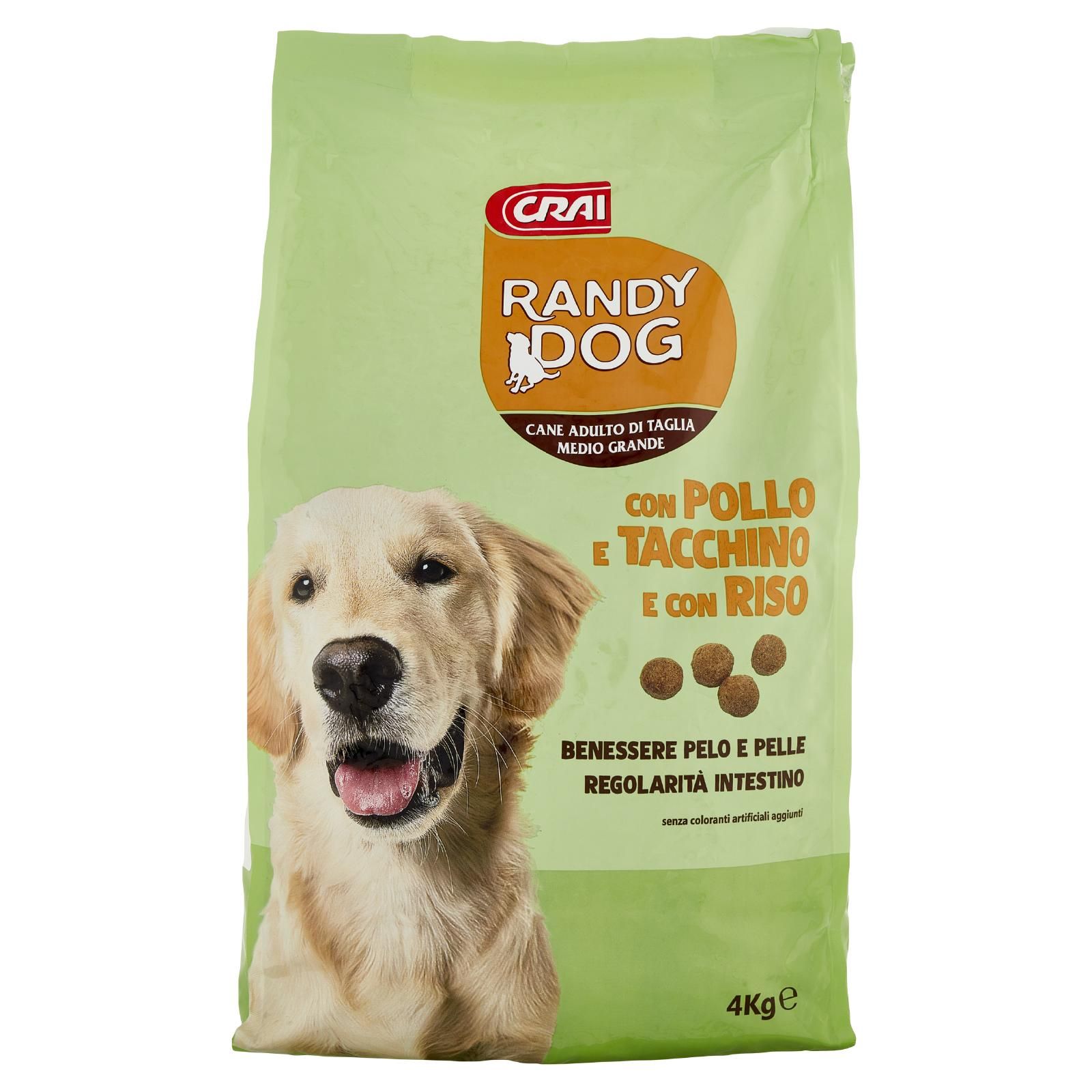 Crai Randy Dog Cane Adulto Di Taglia Medio Grande Con Pollo e Tacchino E Con Riso 4 kg