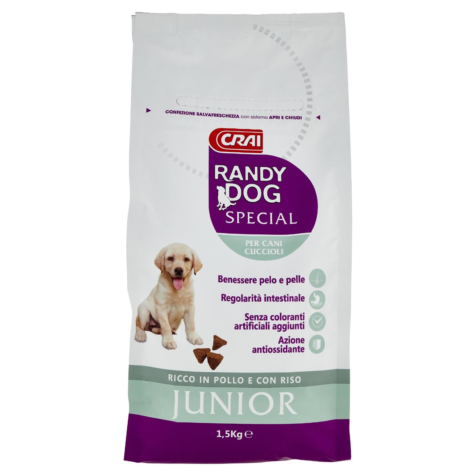 Crai Randy Dog Special Junior Per Cani Cuccioli Ricco In Pollo E Con Riso 1.5 kg