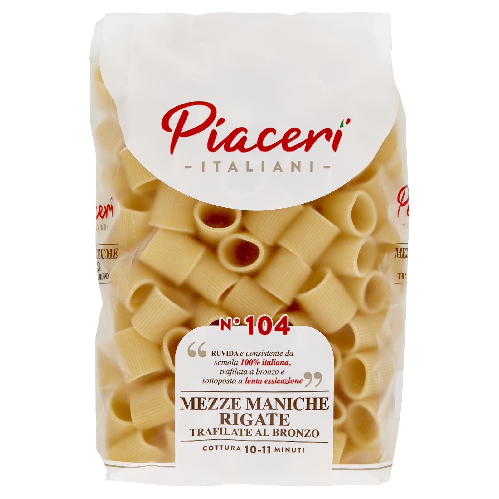 Piaceri Italiani Mezze Maniche Rigate Trafilate al Bronzo N° 104 500 g
