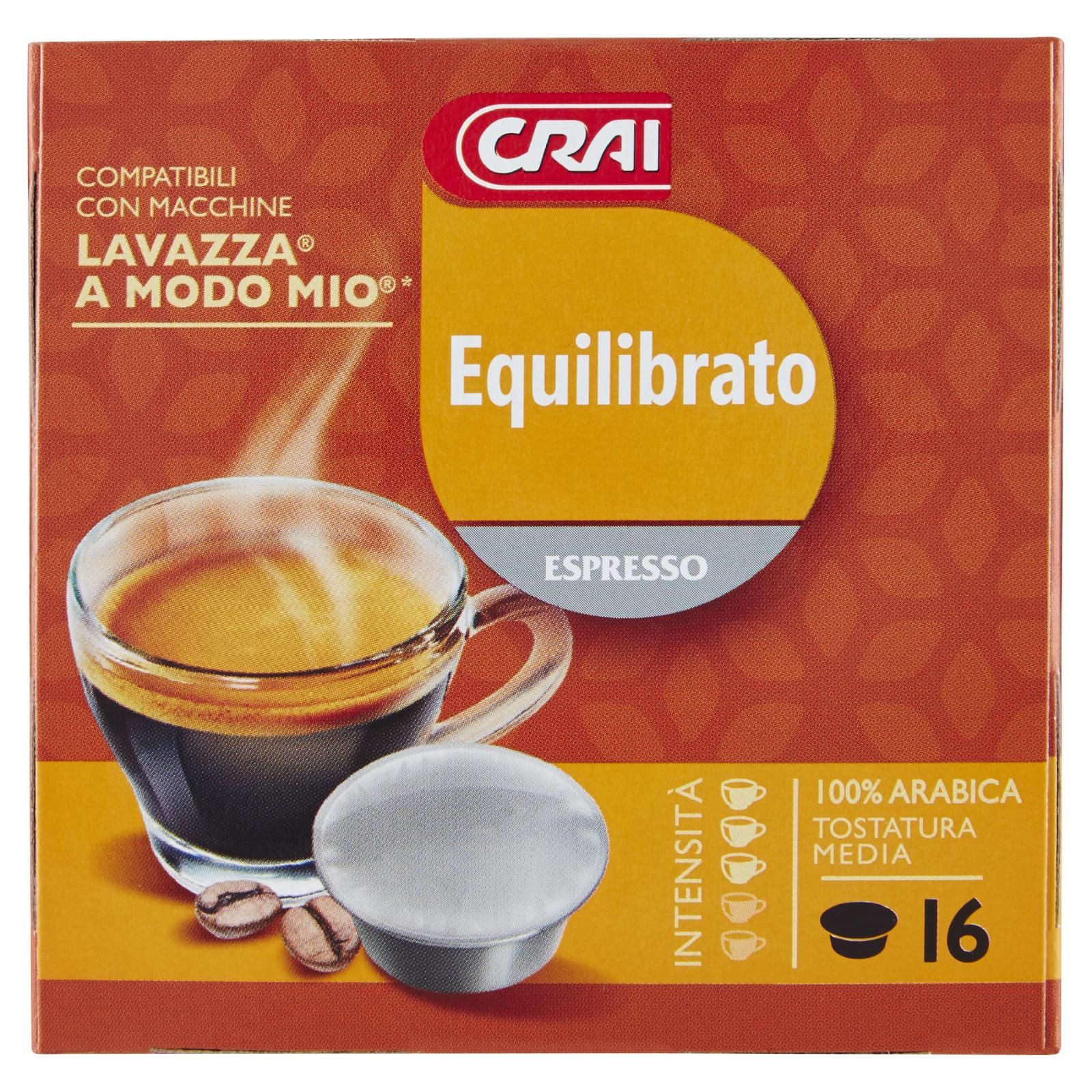 Crai Equilibrato Espresso 16 Capsule Compatibili Con Macchine Lavazza A Modo Mio* 104 g