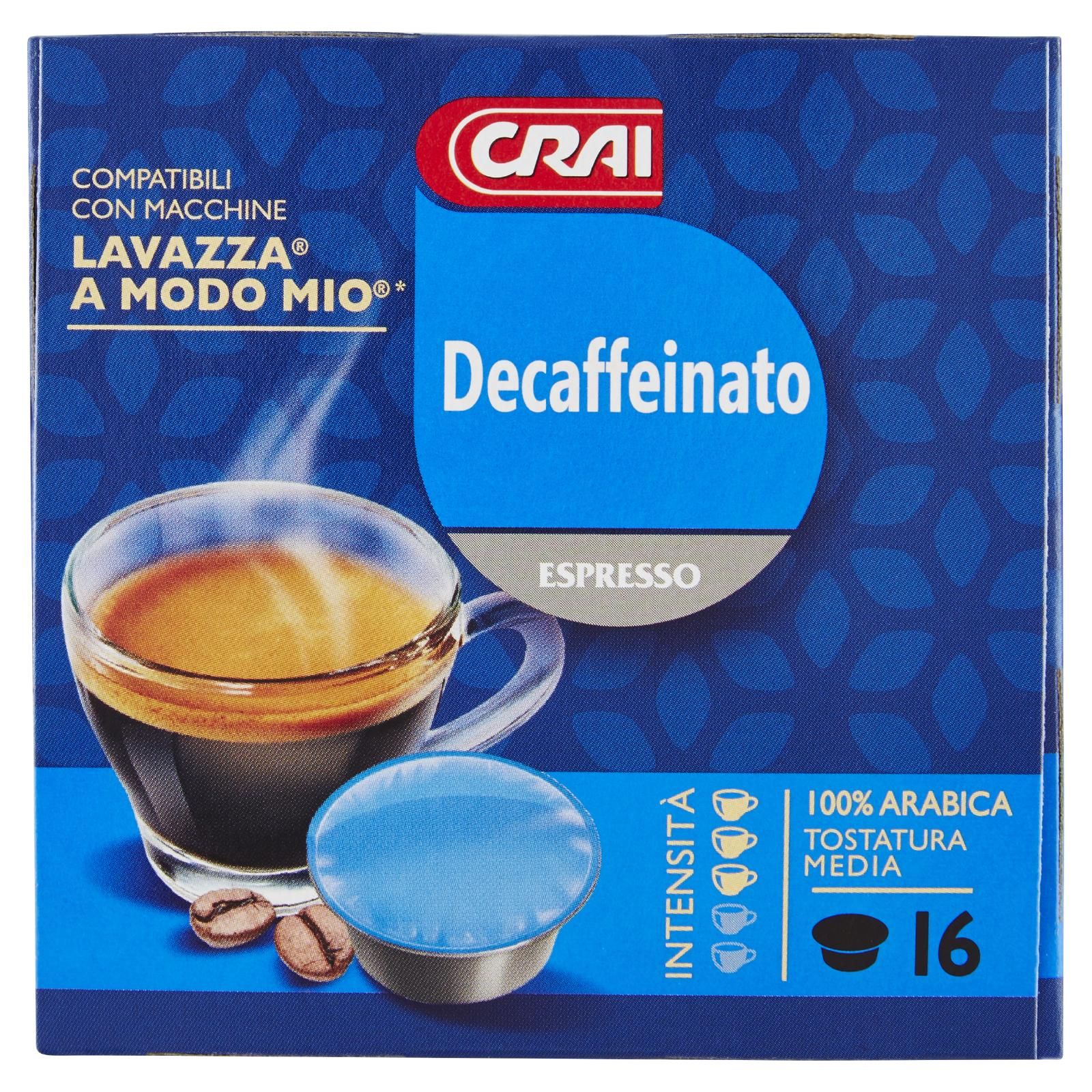 Crai Decaffeinato Espresso 16 Capsule Compatibili Con Macchine Lavazza A Modo Mio* 104 g